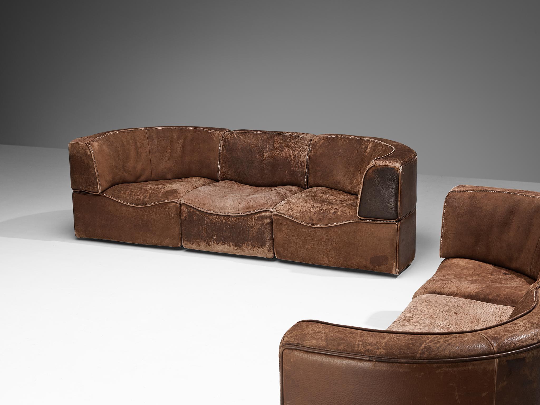 De Sede ‘DS-15’ Modular Sofas in Patinated Cognac Leather For Sale 2