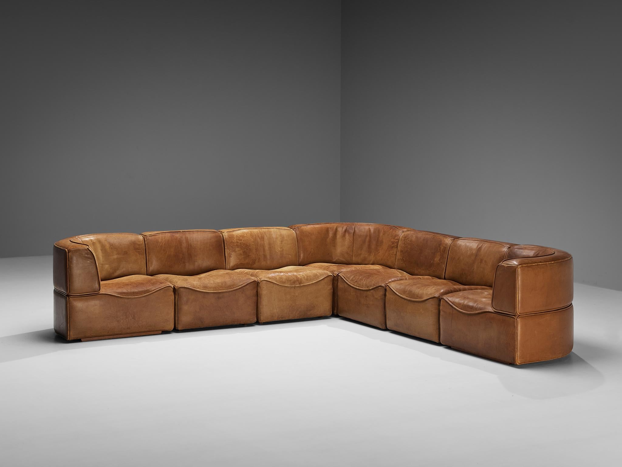 De Sede ‘DS-15’ Modular Sofas in Patinated Cognac Leather  3