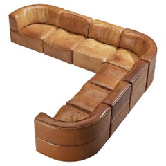 De Sede ‘DS-15’ Modular Sofas in Patinated Cognac Leather 