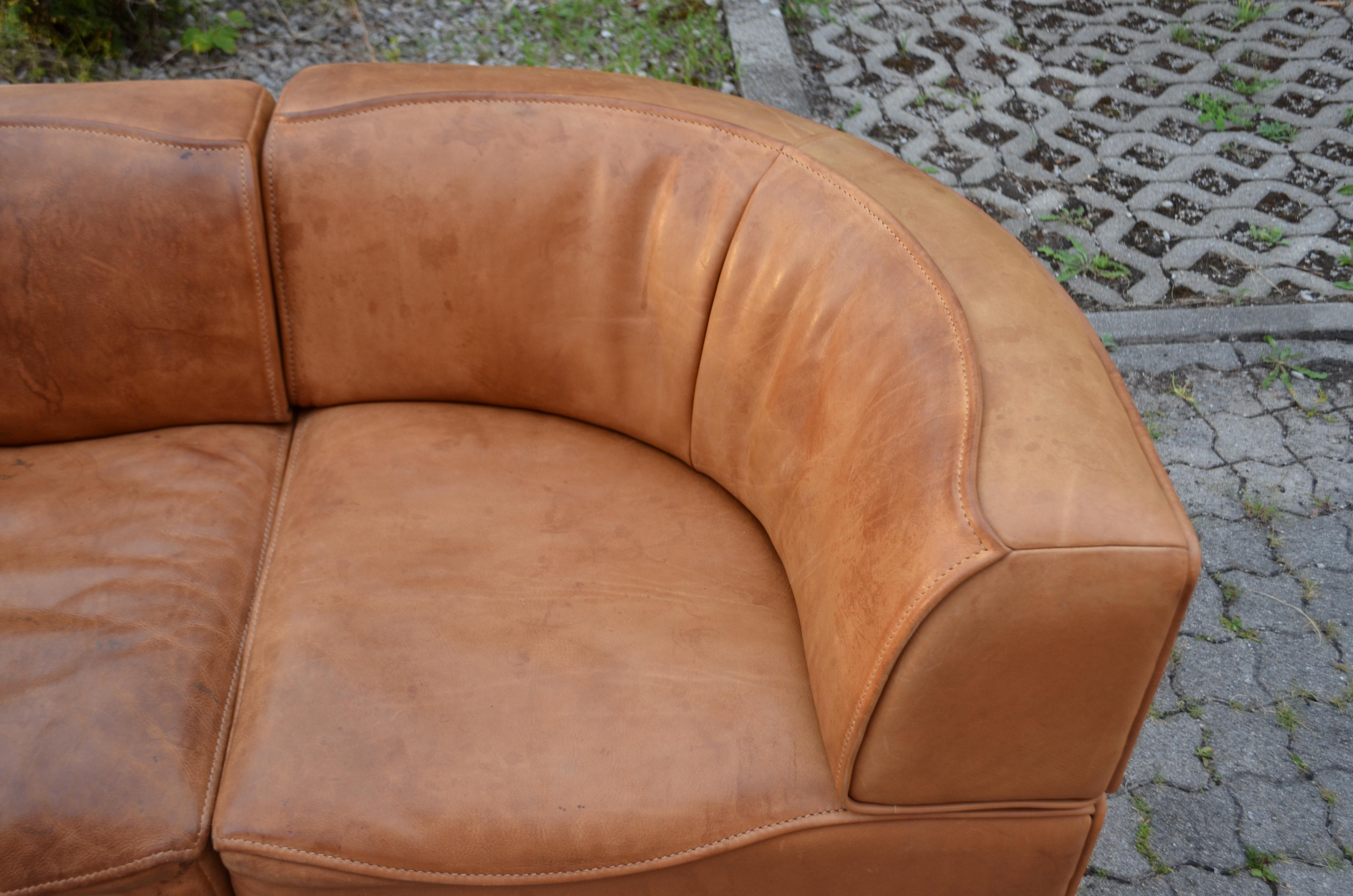De Sede DS 15 Modular Canapé en cuir sellier vintage cognac en vente 3