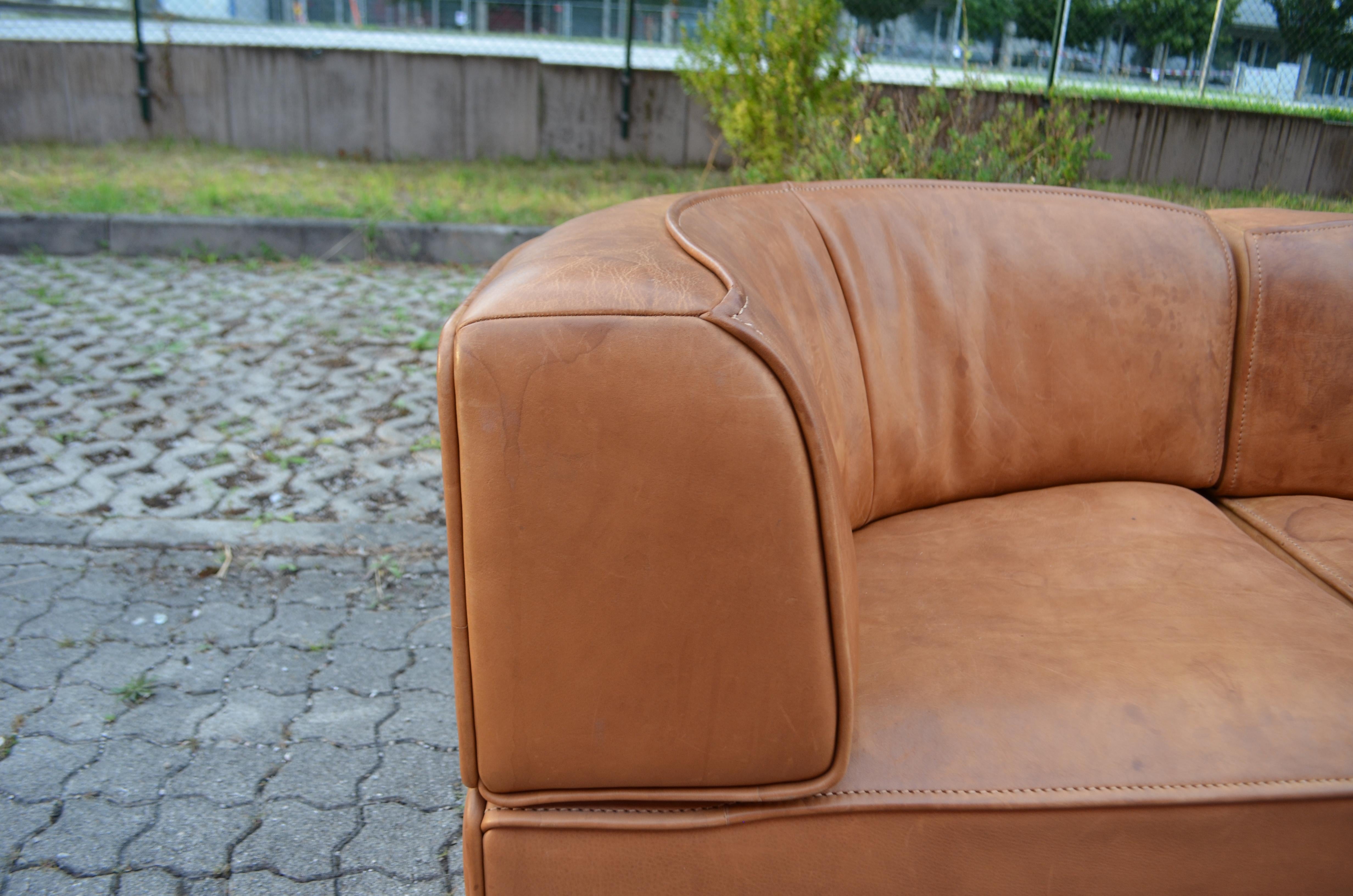 De Sede DS 15 Modular Canapé en cuir sellier vintage cognac en vente 5