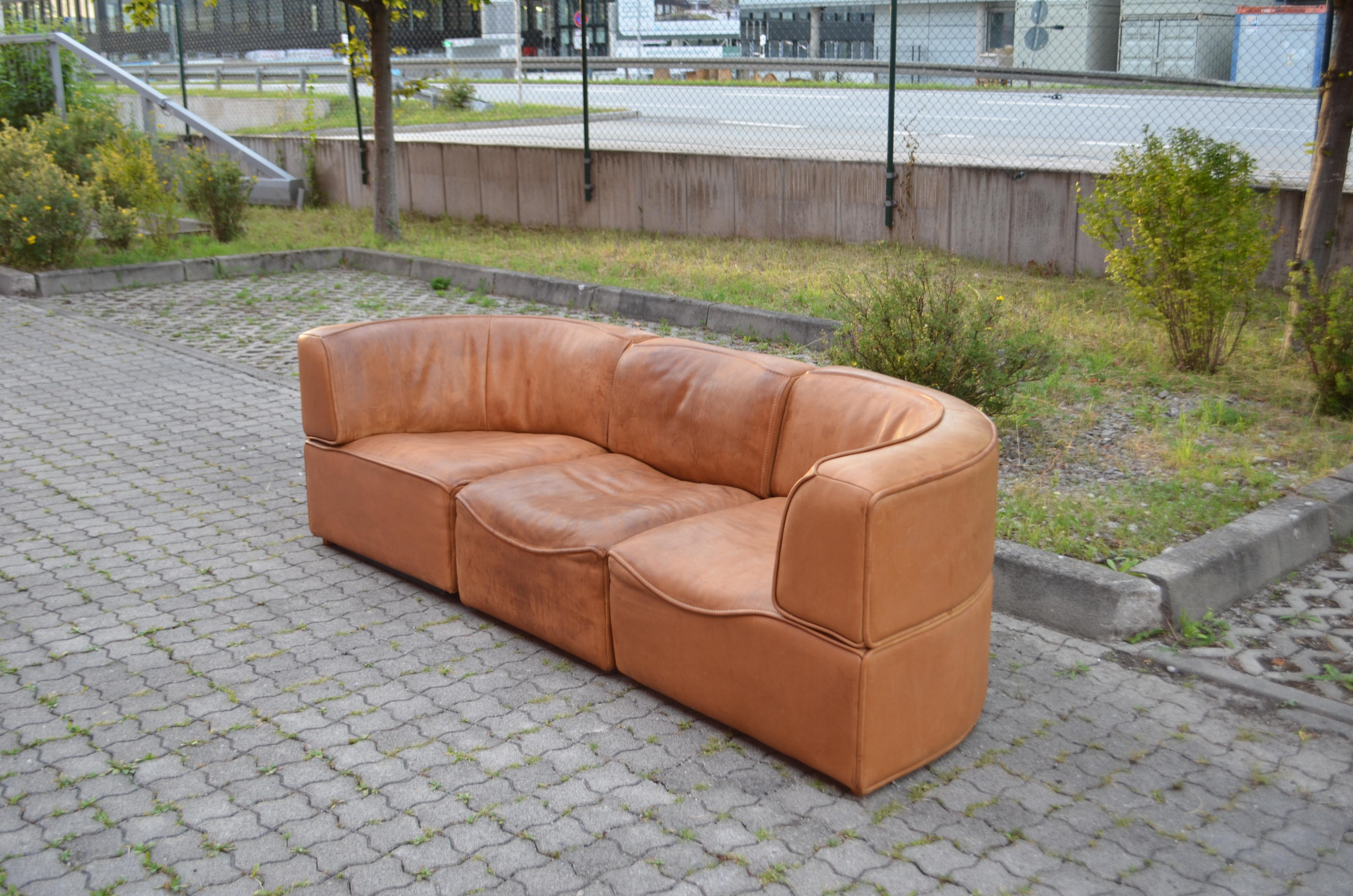 De Sede DS 15 Modular Canapé en cuir sellier vintage cognac en vente 9