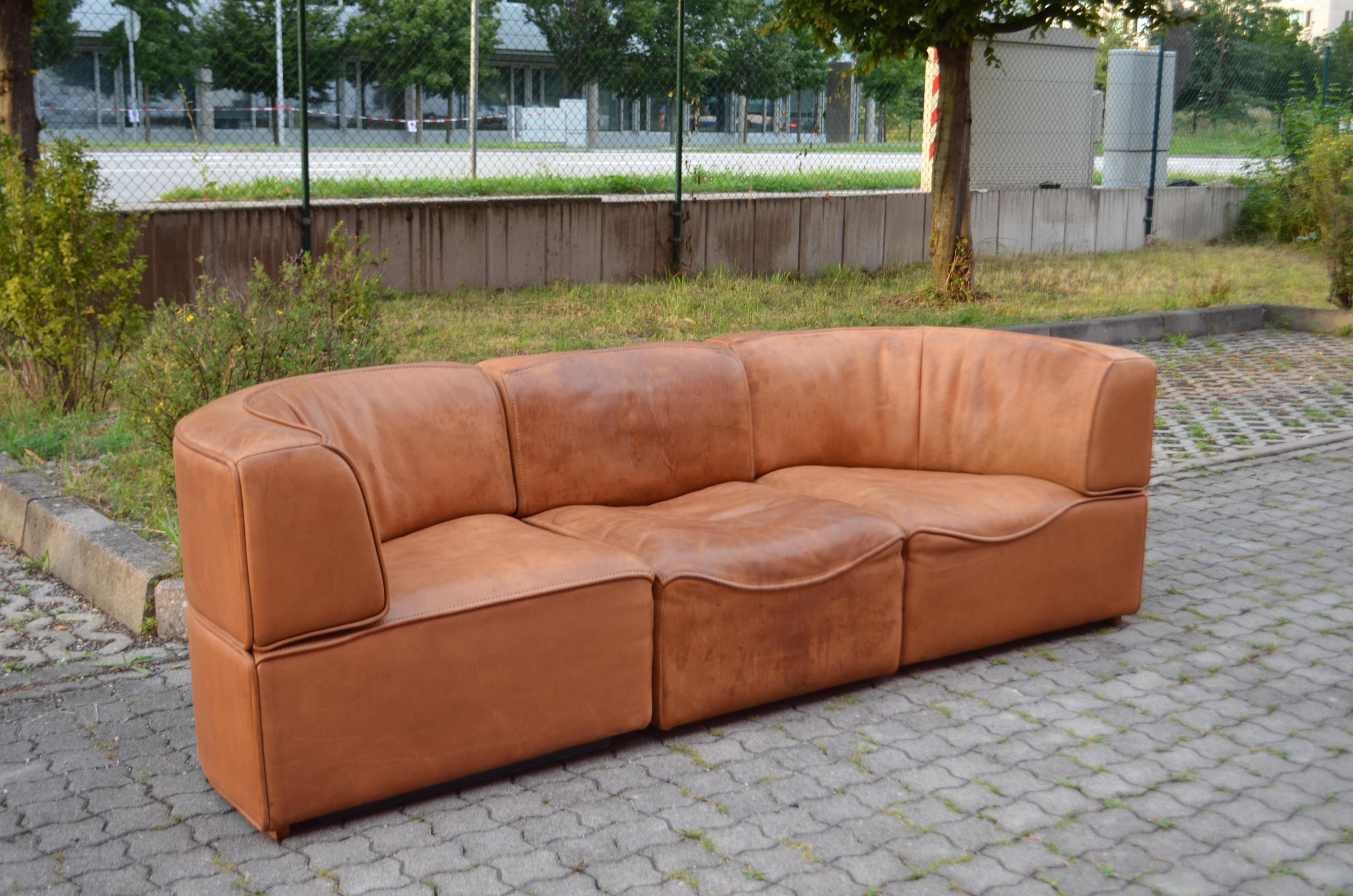 De Sede DS 15 Modular Canapé en cuir sellier vintage cognac en vente 10