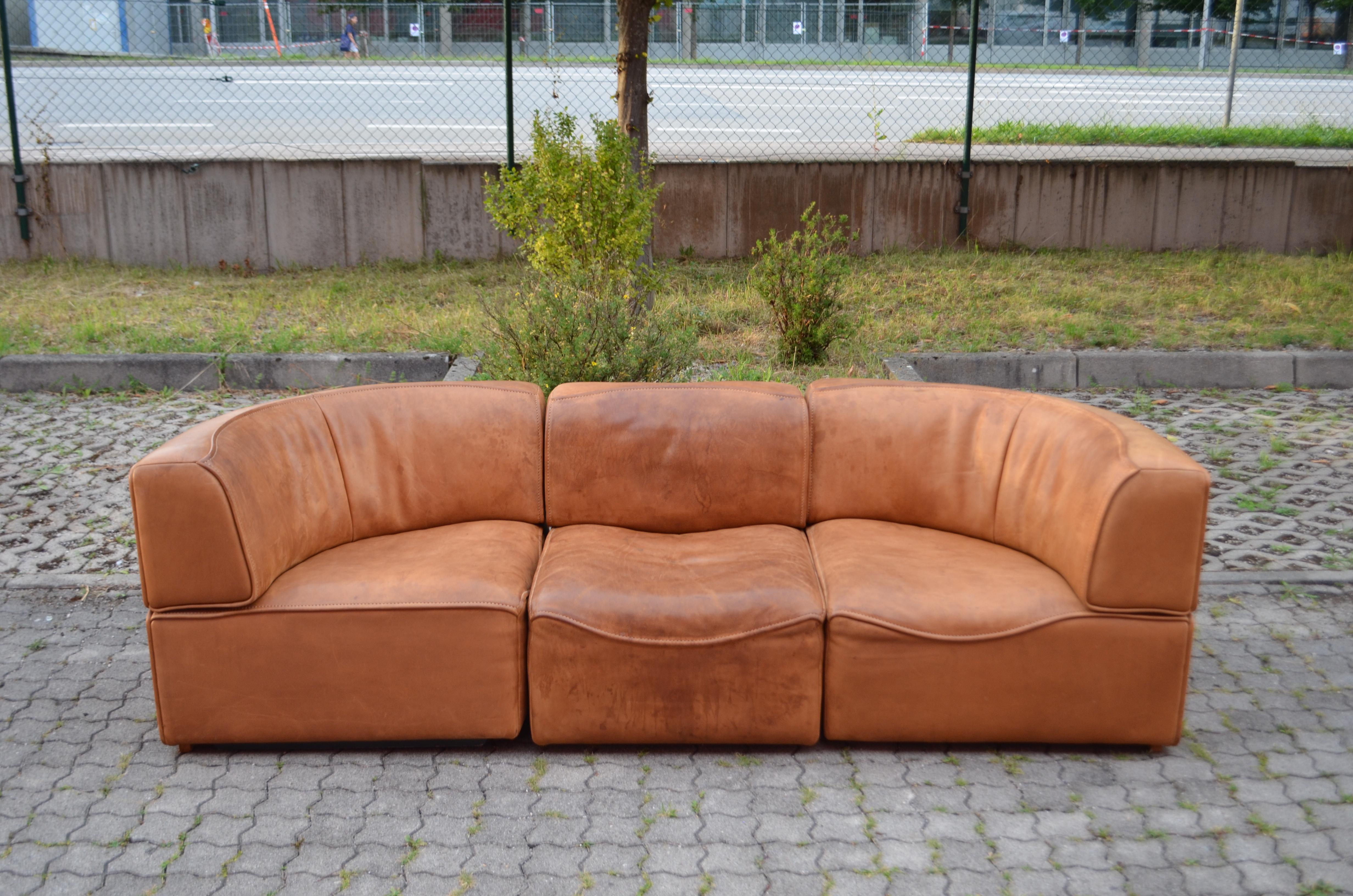 De Sede DS 15 Modular Canapé en cuir sellier vintage cognac en vente 12