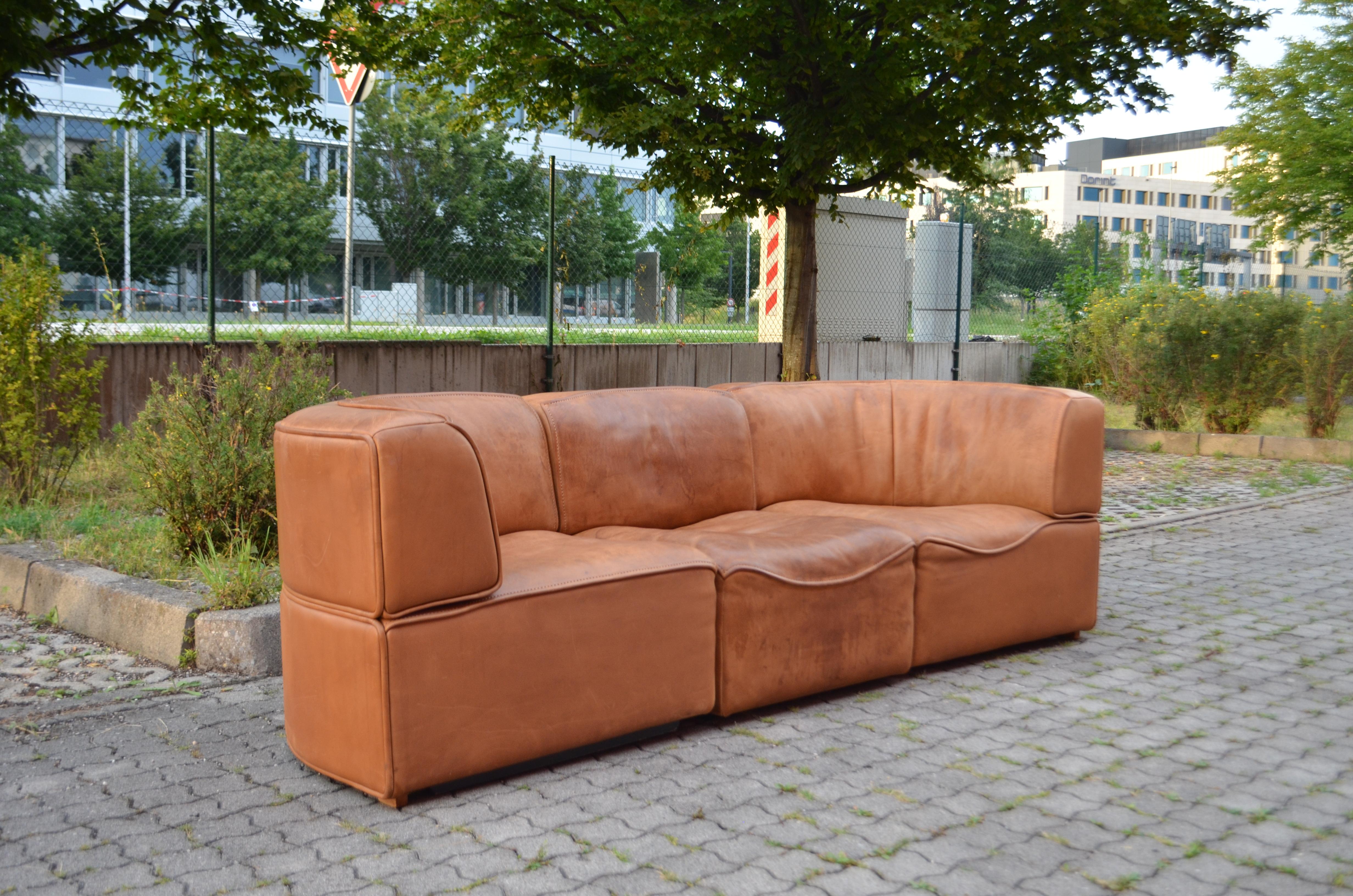 Suisse De Sede DS 15 Modular Canapé en cuir sellier vintage cognac en vente