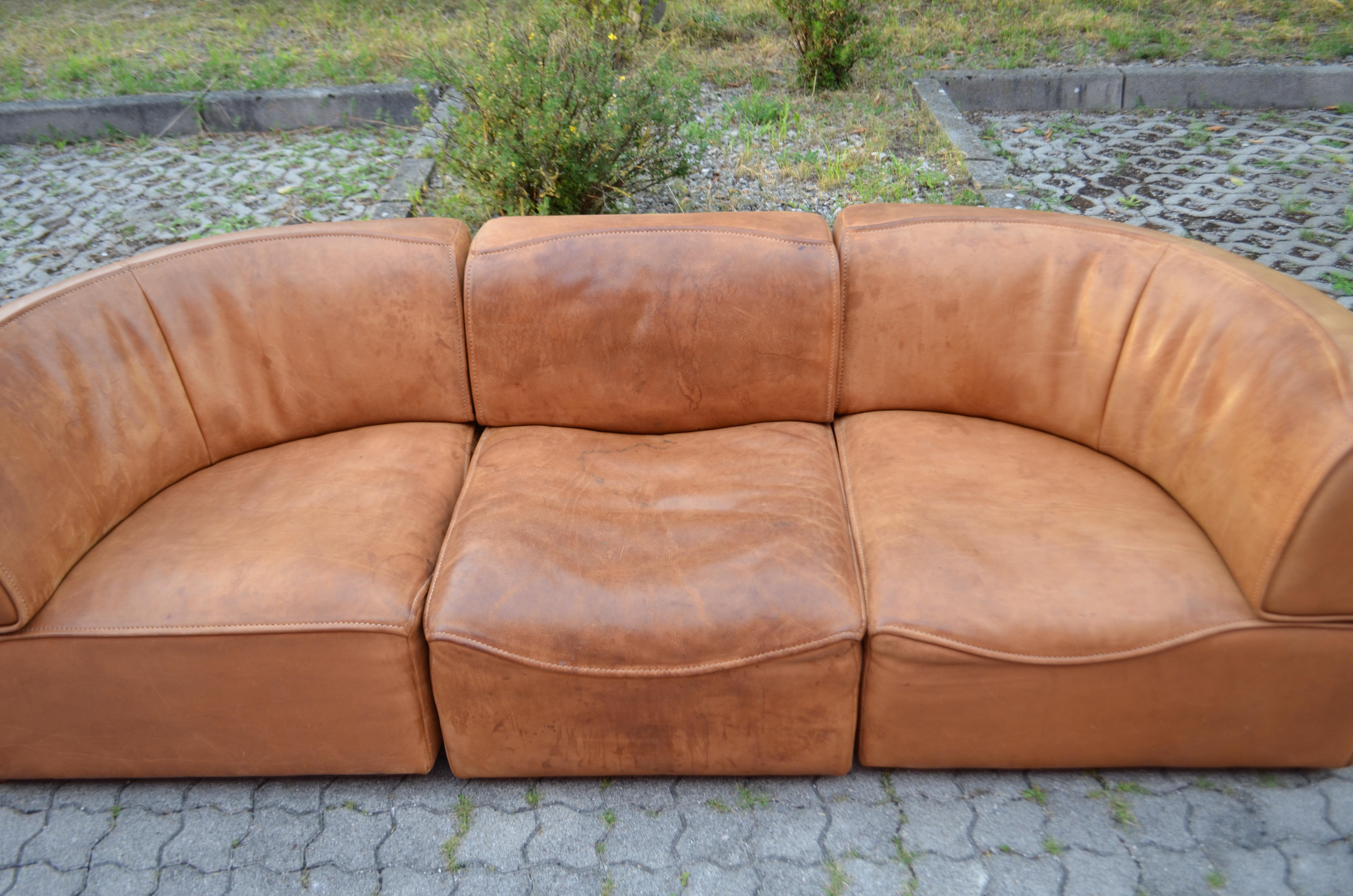 De Sede DS 15 Modular Canapé en cuir sellier vintage cognac Bon état - En vente à Munich, Bavaria