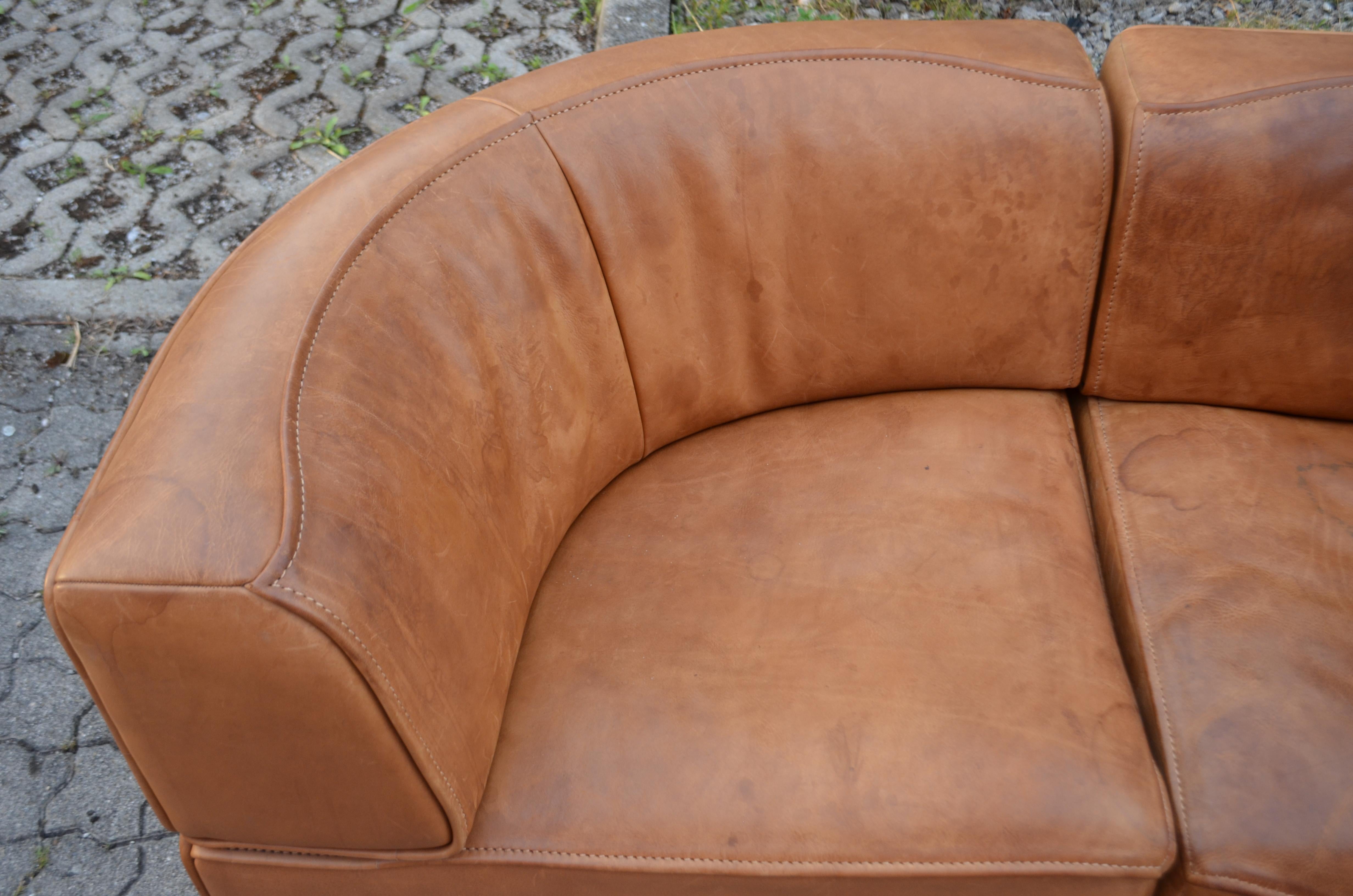 Fin du 20e siècle De Sede DS 15 Modular Canapé en cuir sellier vintage cognac en vente