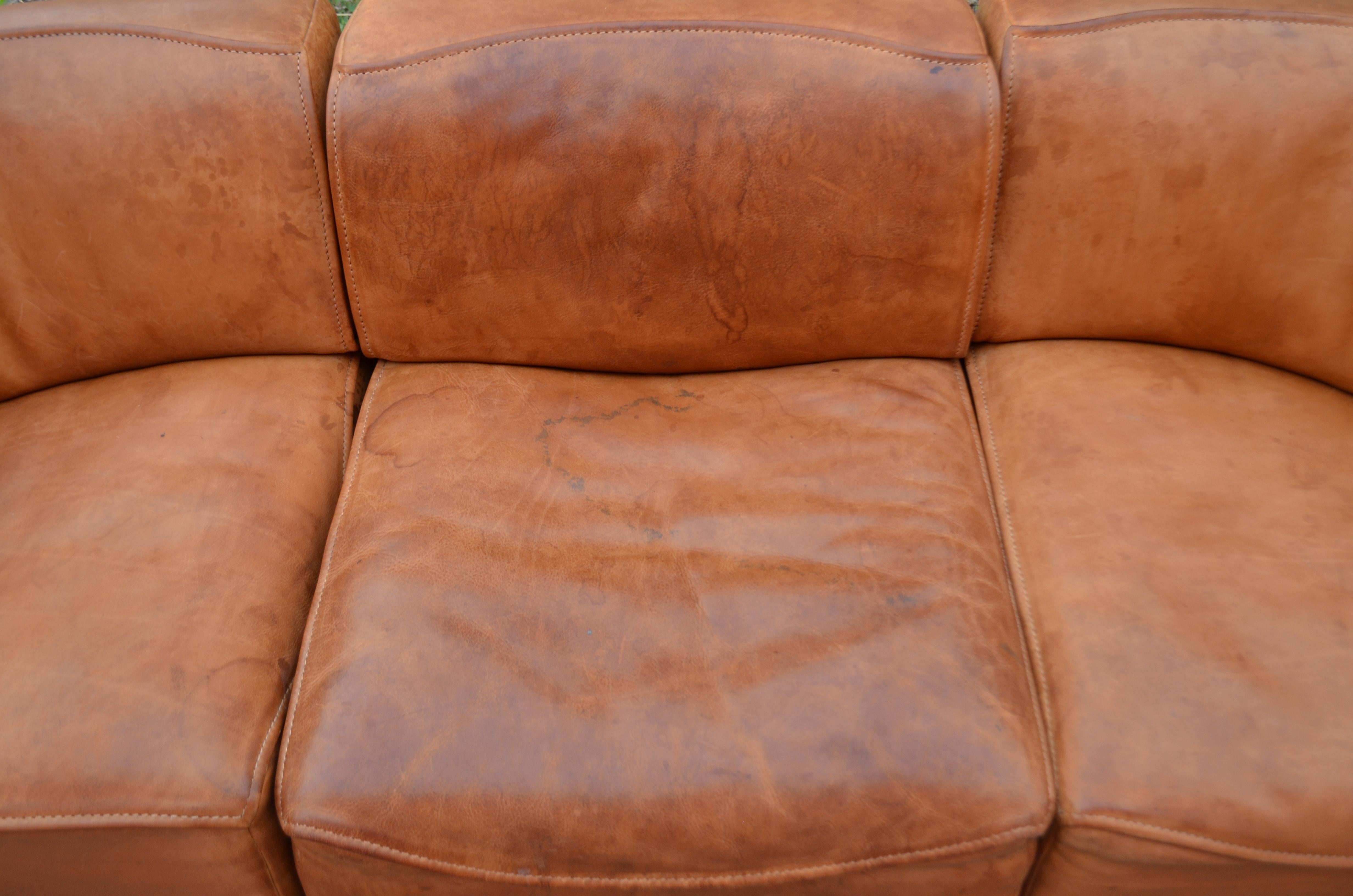 Cuir De Sede DS 15 Modular Canapé en cuir sellier vintage cognac en vente