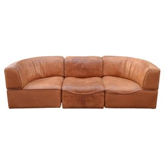 De Sede DS 15 Modular Vintage Cognac Saddle Leather Sofa