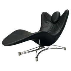 De Sede DS-151 Chaise Recliner Daybed - In schwarzem Leder