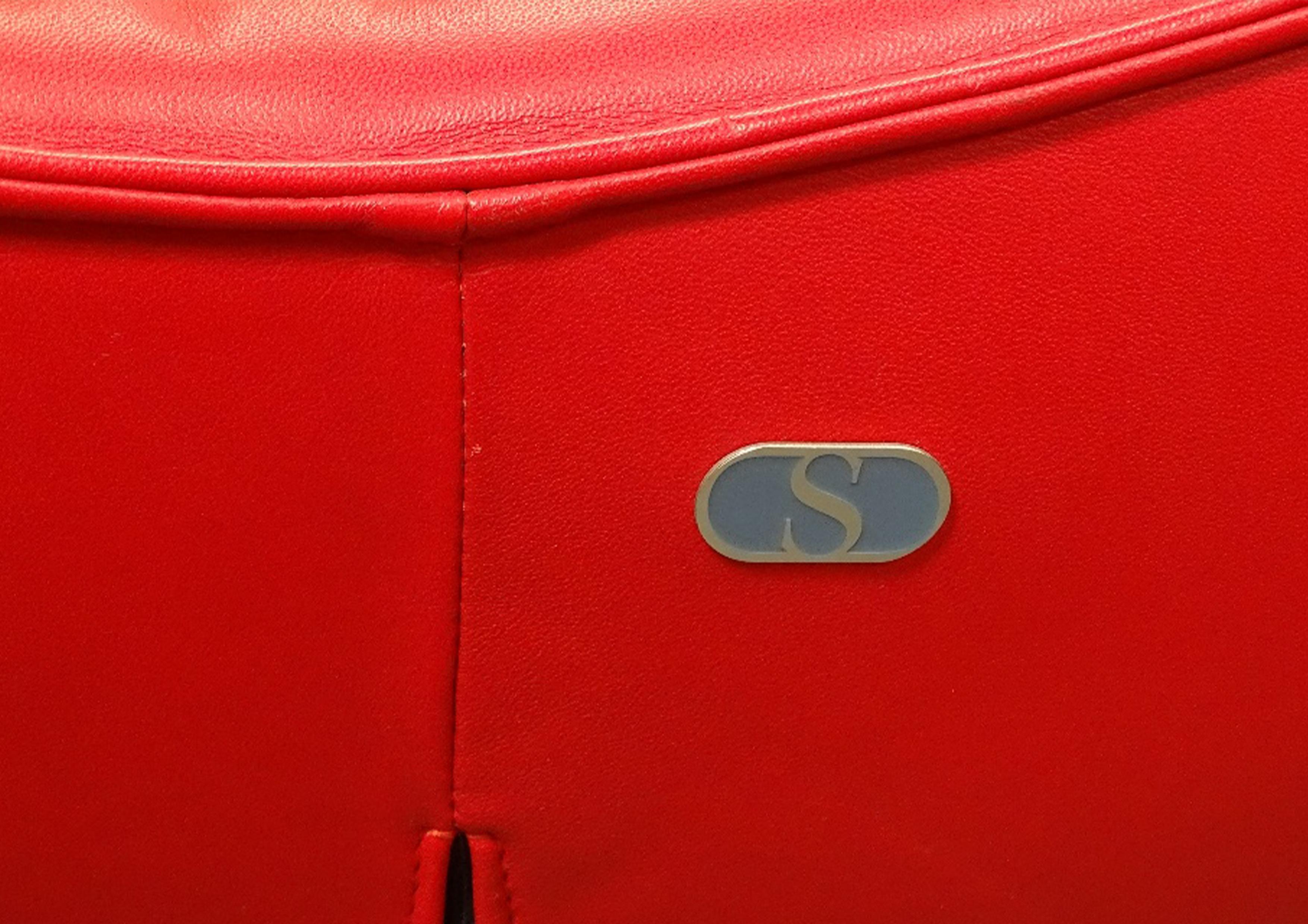 Jane Worthington Designer-Sessel aus rotem Leder und Stahl, De Sede Ds 151  (Metallarbeit) im Angebot