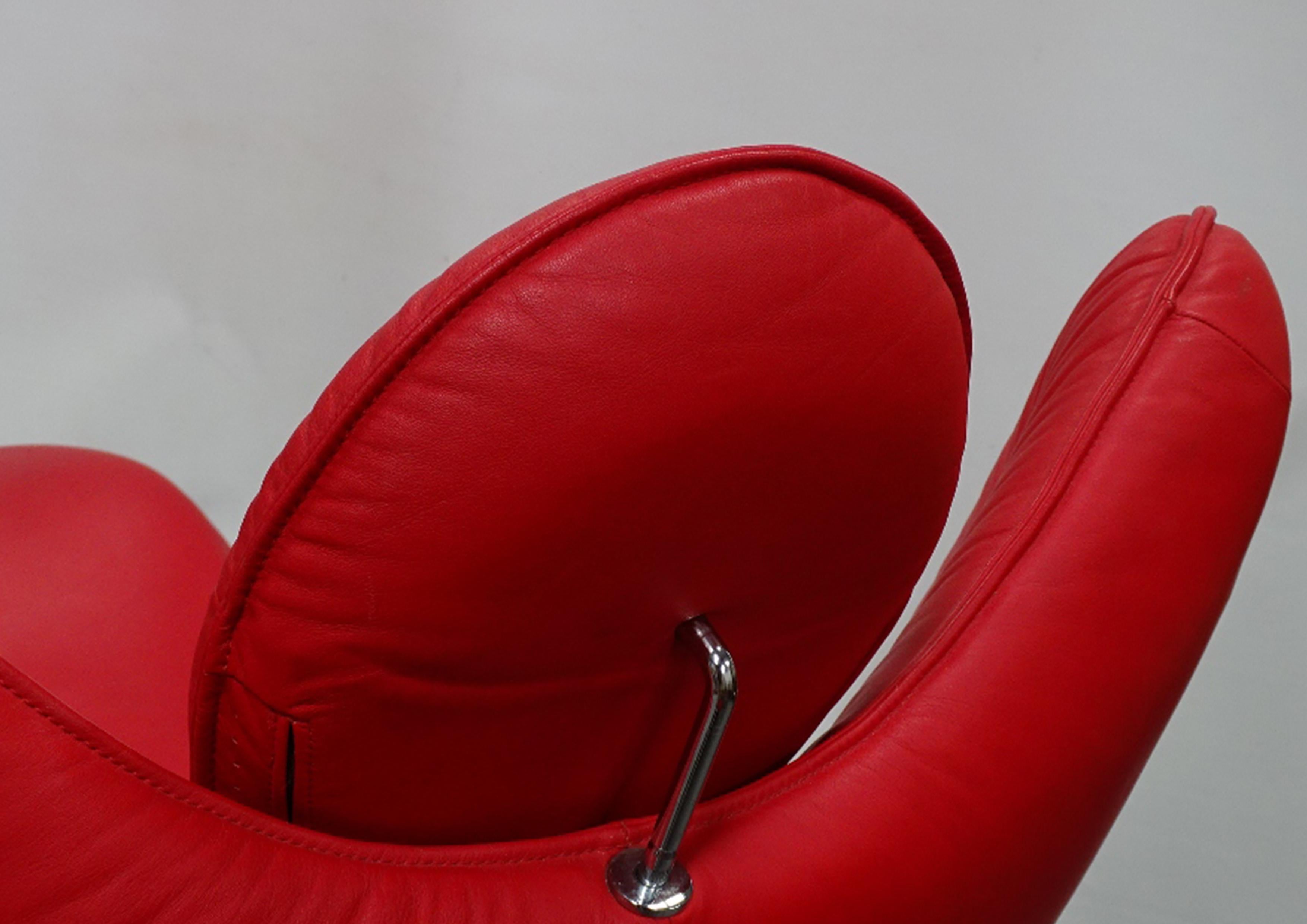 Metalwork De Sede DS 151 Red Leather & Steel Jane Worthington Designer Chaise Lounge  For Sale