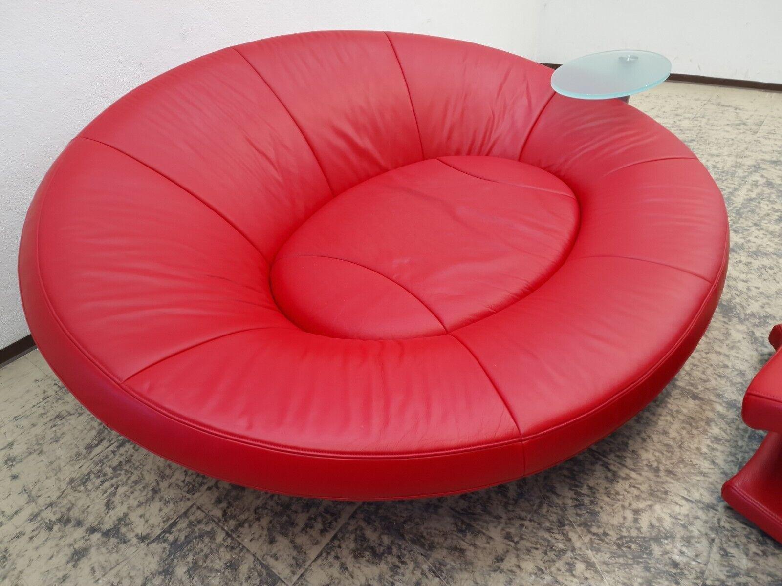 De Sede DS 152 Leder Zweisitzer Hocker Designersofa Ledersofa Desede Glastisch finales del siglo XX