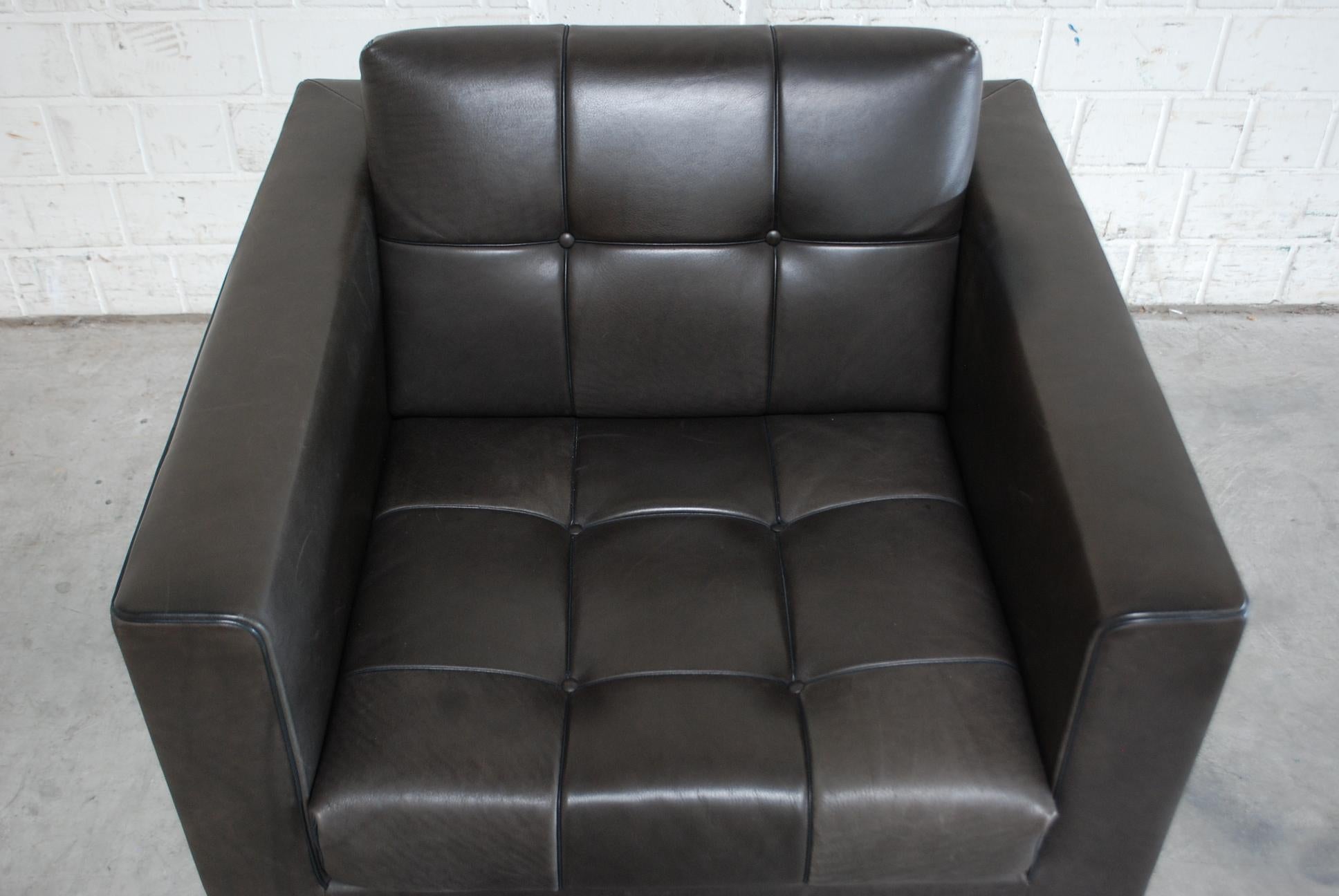 Swiss De Sede DS 159 Brown Naturale Leather Pair of Armchairs