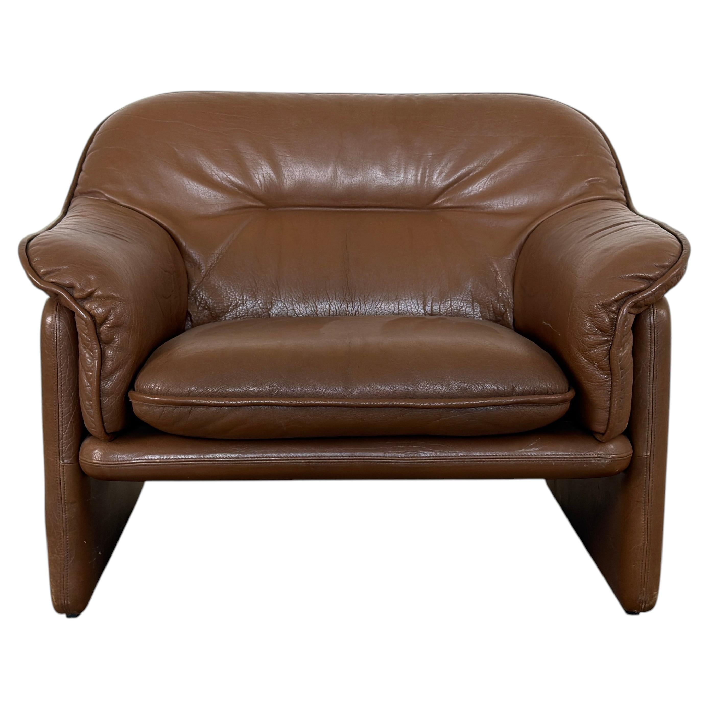 De Sede DS-16 Brown Leather Lounge Chair, Switzerland, 1970s