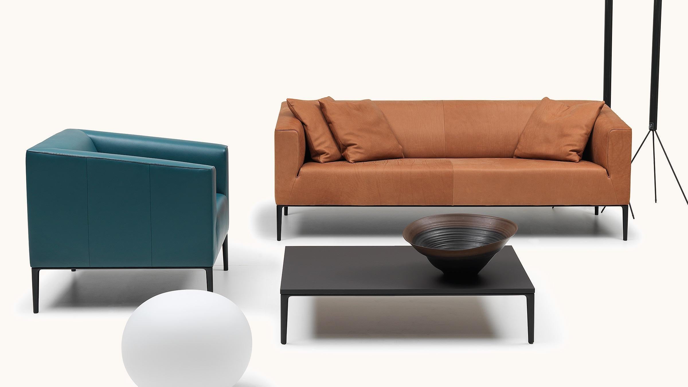 Swiss De Sede DS-161 Two-Seat Sofa in Hazel Brown Upholstery by De Sede Design Team For Sale