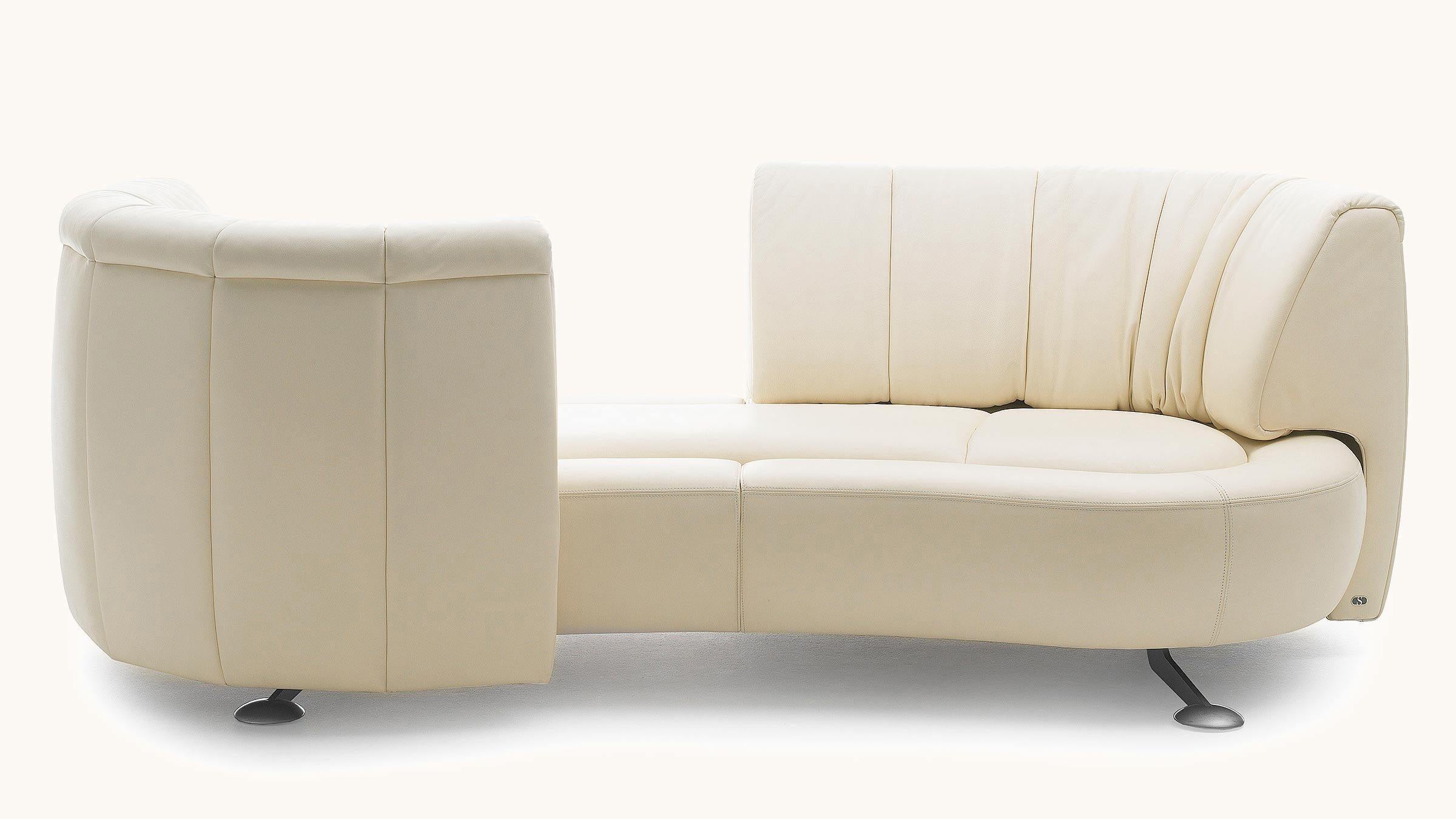 De Sede DS-164 Sofá cama derecho tapizado blanco roto by Hugo de Ruiter Suizo en venta
