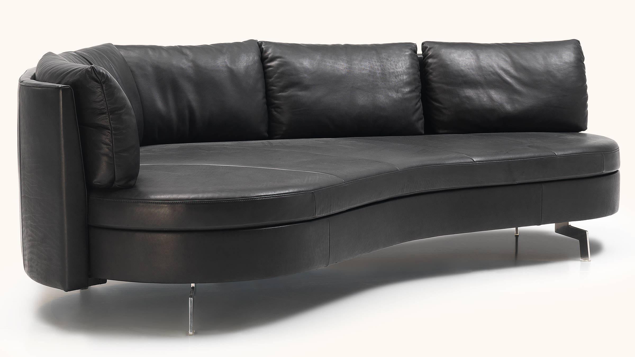 Modern De Sede DS-167 Sofa with Movable Backrest in Black Upholstery by Hugo de Ruiter For Sale