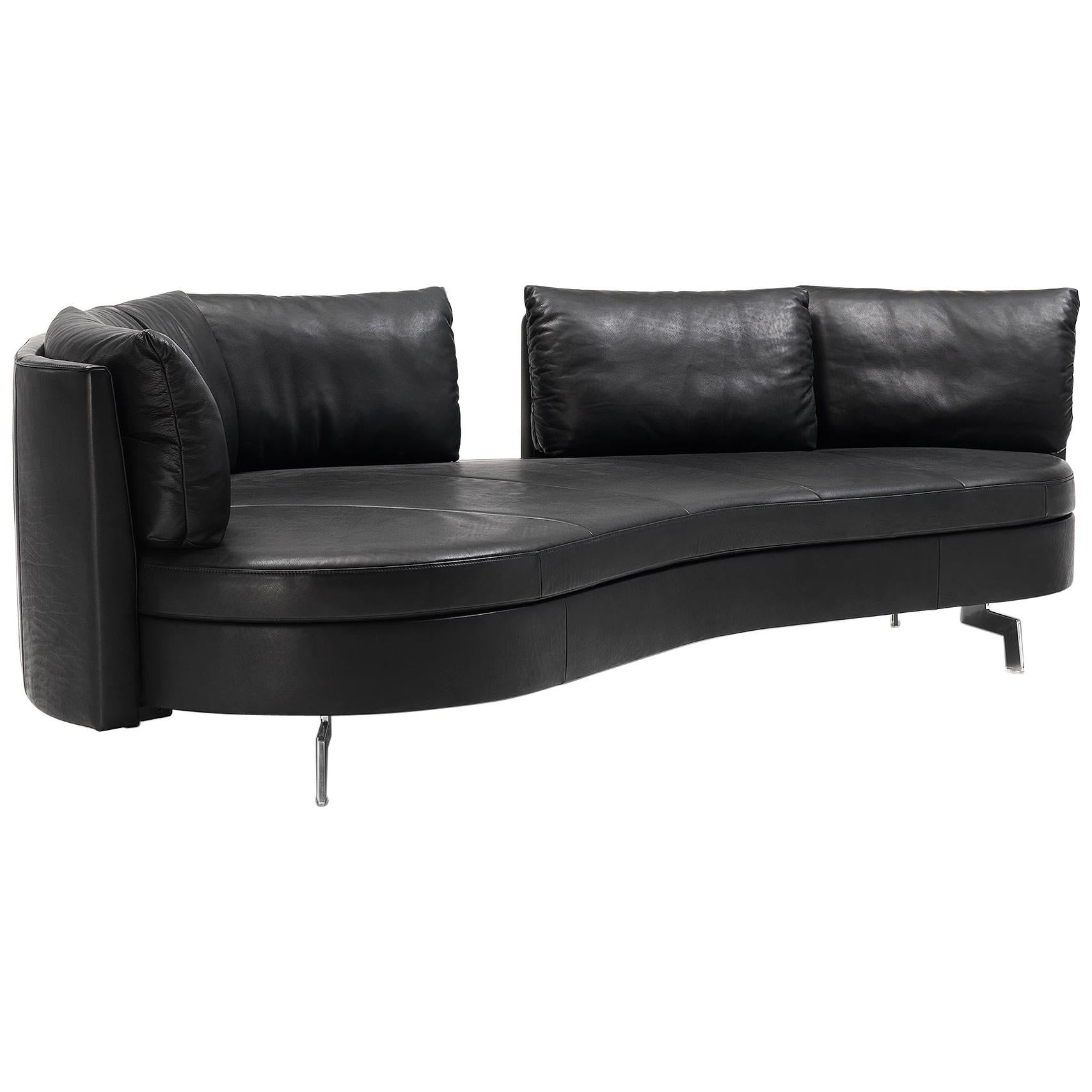 De Sede DS-167 Sofa with Movable Backrest in Black Upholstery by Hugo de Ruiter