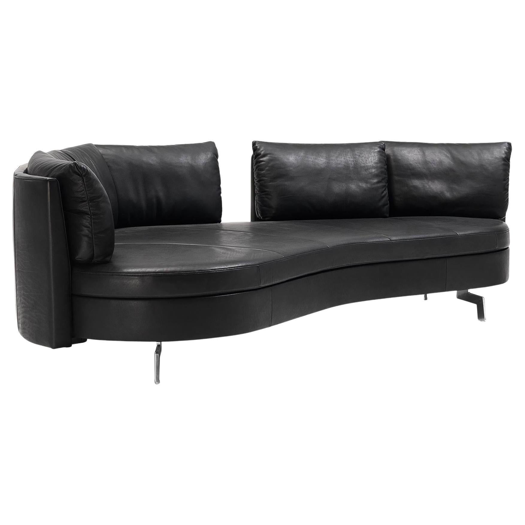 De Sede DS-167 Sofa with Movable Backrest in Black Upholstery by Hugo de Ruiter For Sale