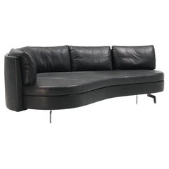 couch backrest De Sede DS-167 Sofa with Movable Backrest in Black Upholstery by Hugo de Ruiter
