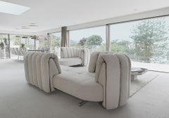 De Sede DS-167 Sofa with Movable Backrest in White Upholstery by Hugo de Ruiter