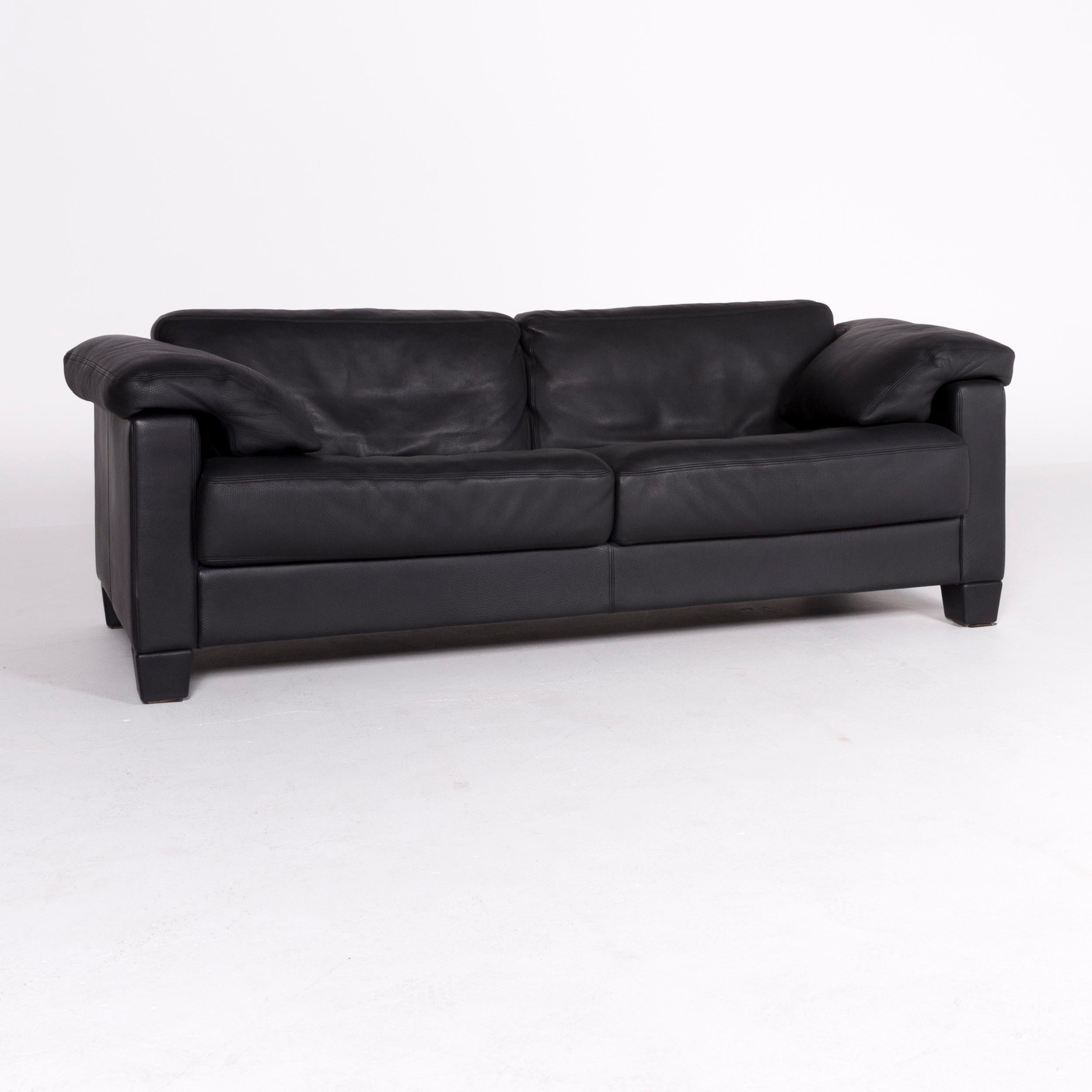 Modern De Sede DS 17 Designer Leather Sofa Black Genuine Leather Two-Seat Couch For Sale