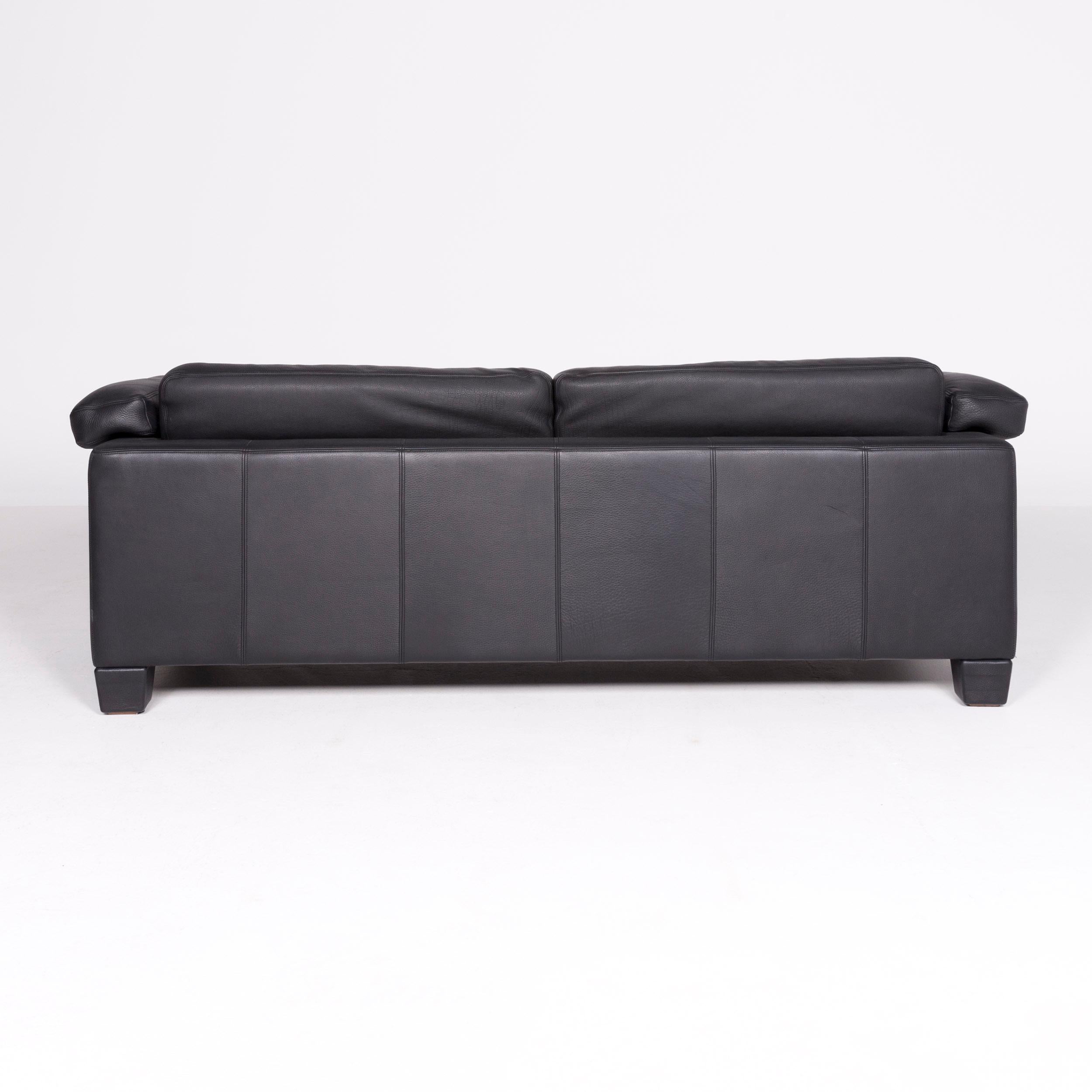De Sede DS 17 Designer Leather Sofa Black Genuine Leather Two-Seat Couch For Sale 2