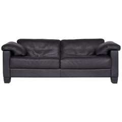 De Sede DS 17 Designer Leather Sofa Black Genuine Leather Two-Seat Couch