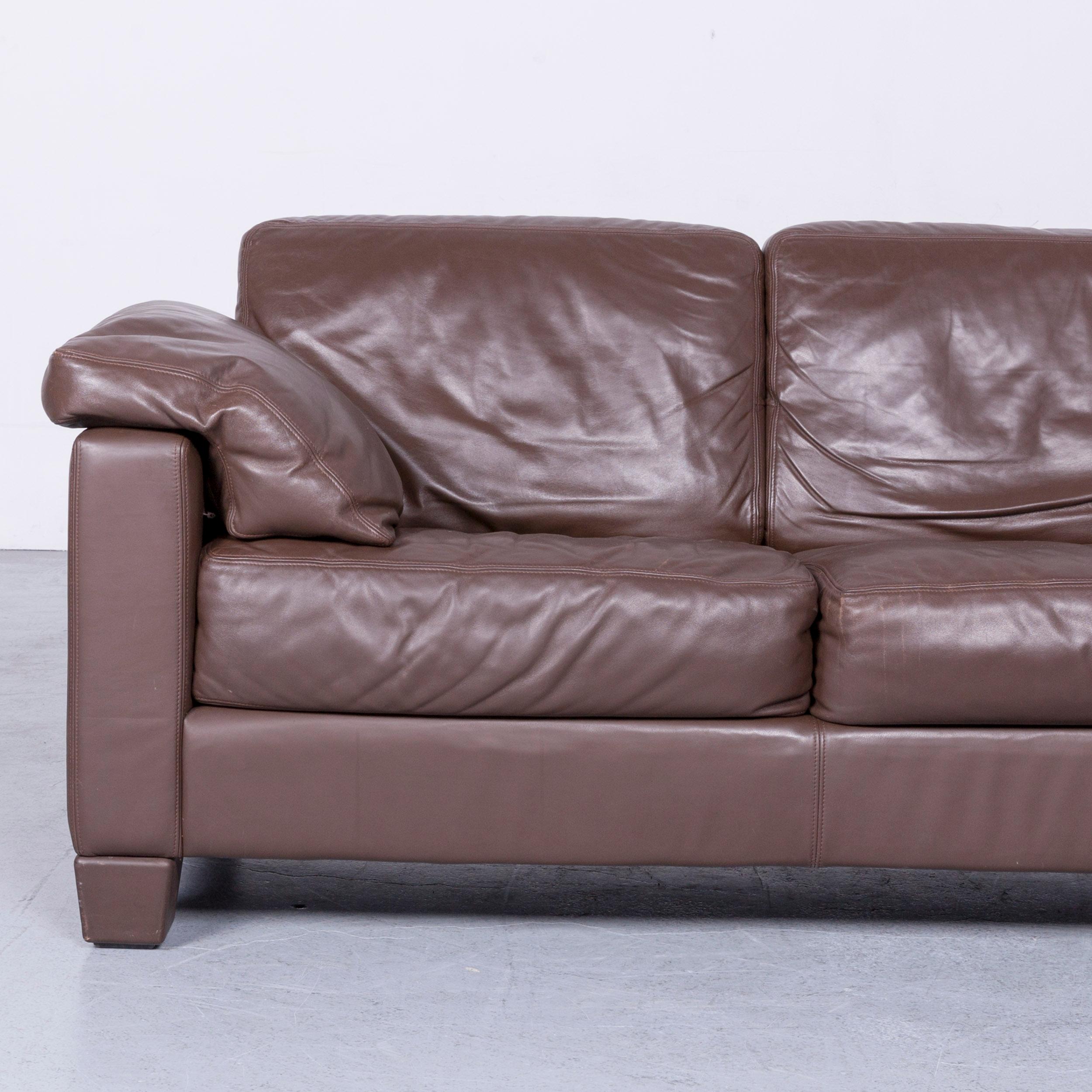 Swiss De Sede DS 17 Designer Leather Sofa Brown Two-Seat Couch