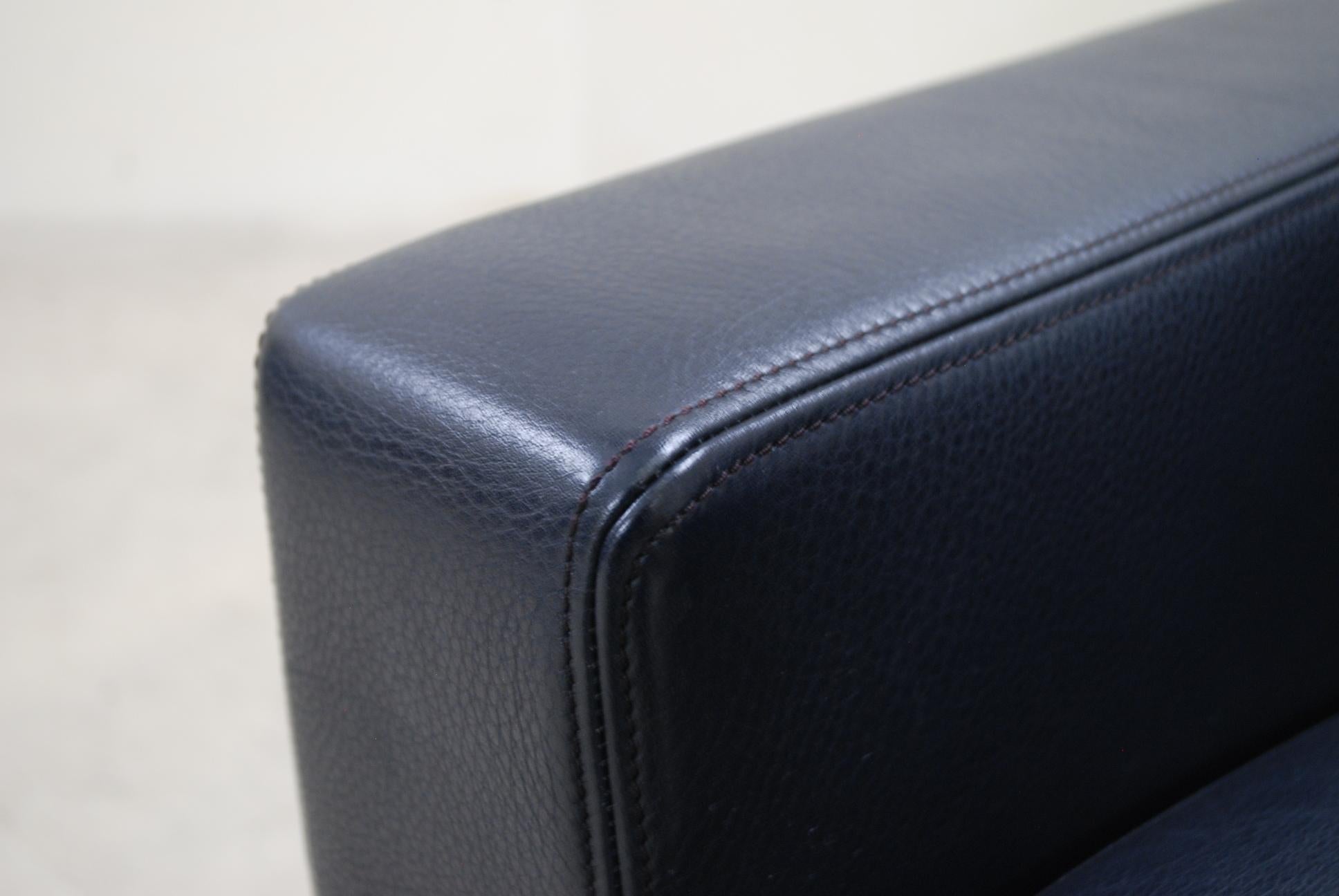 Modern De Sede Ds 17 Leather Lounge Chair Armchair Dark Blue