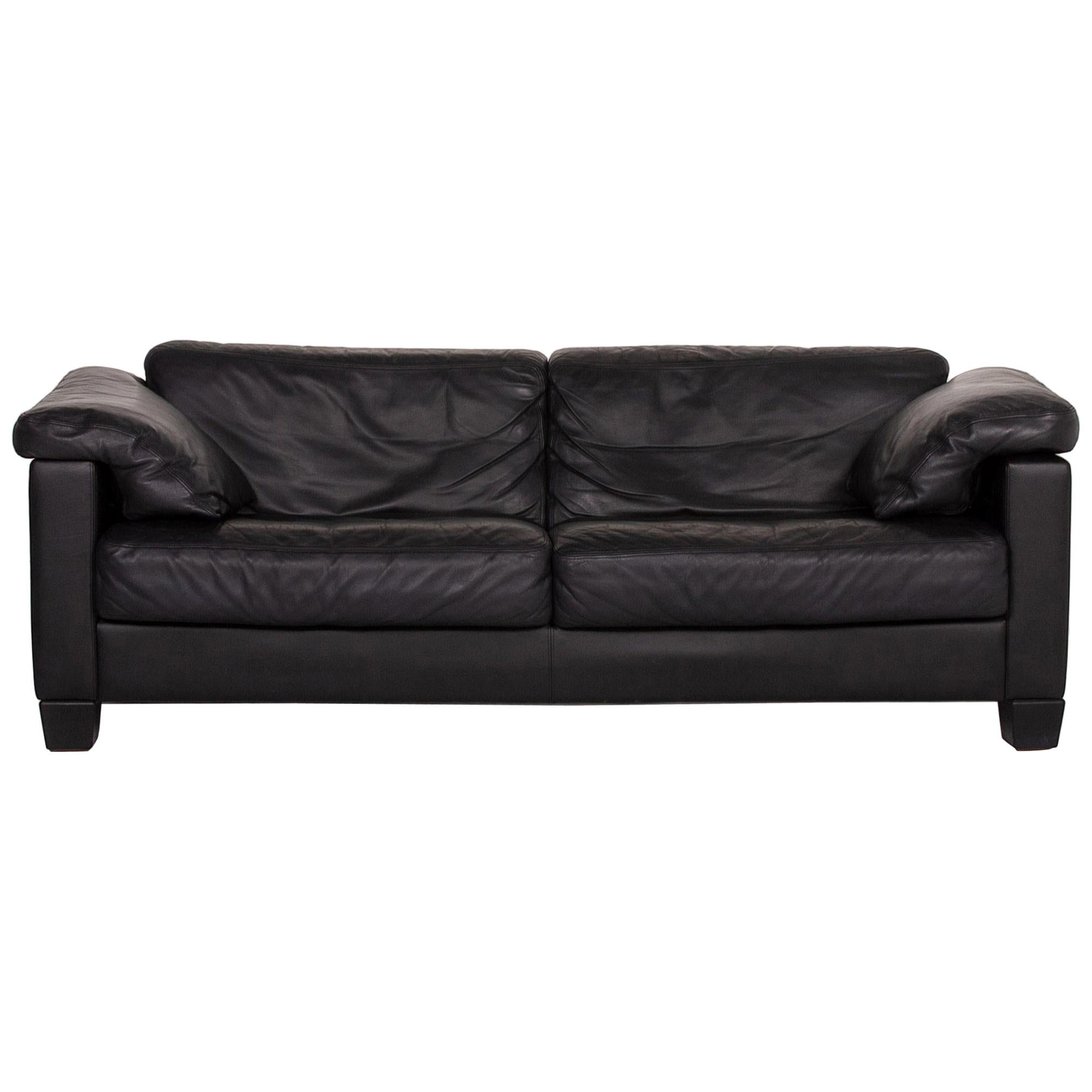 De Sede Ds 17 Leather Sofa Black Two-Seat For Sale