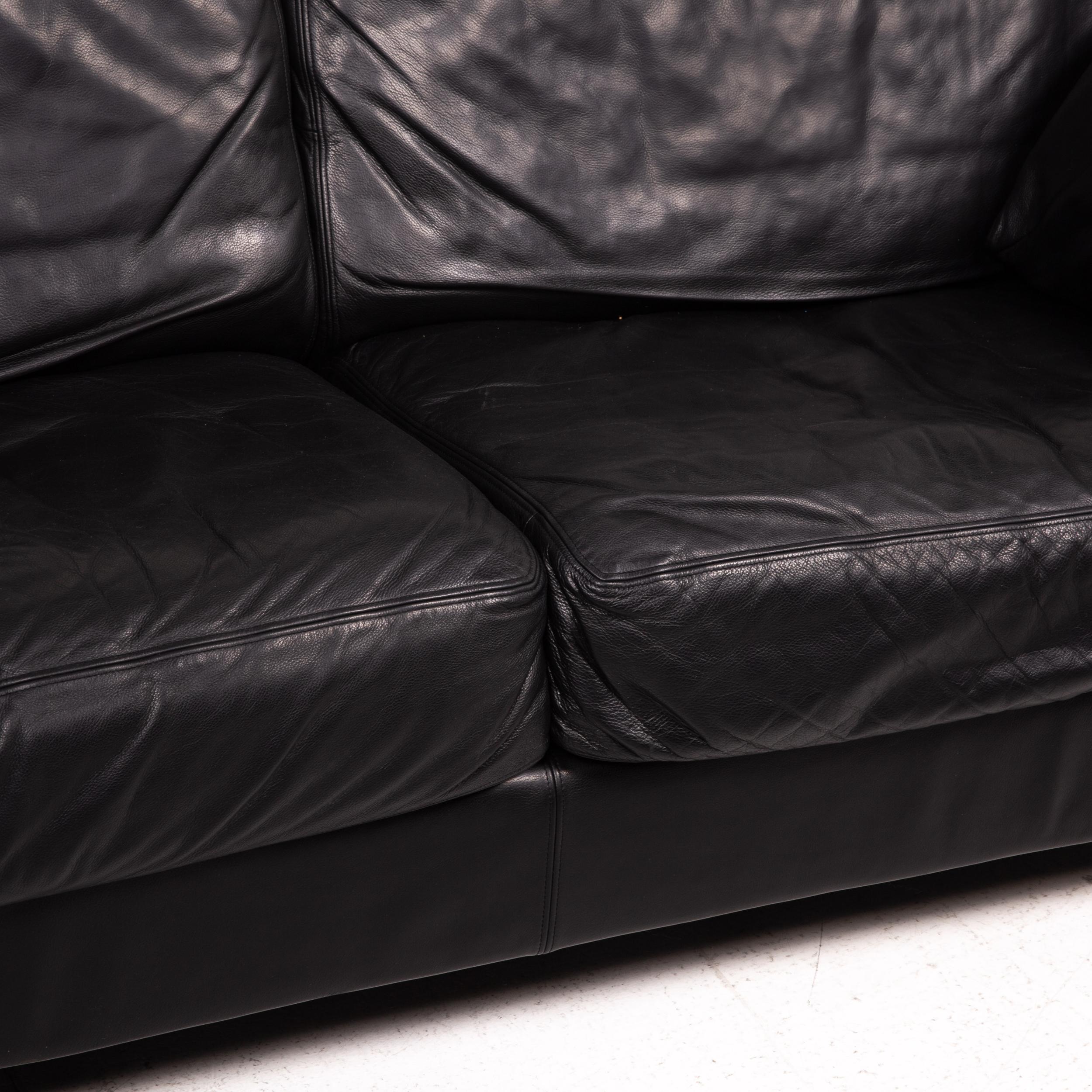 Modern De Sede DS 17 Leather Sofa Black Two-Seater Couch