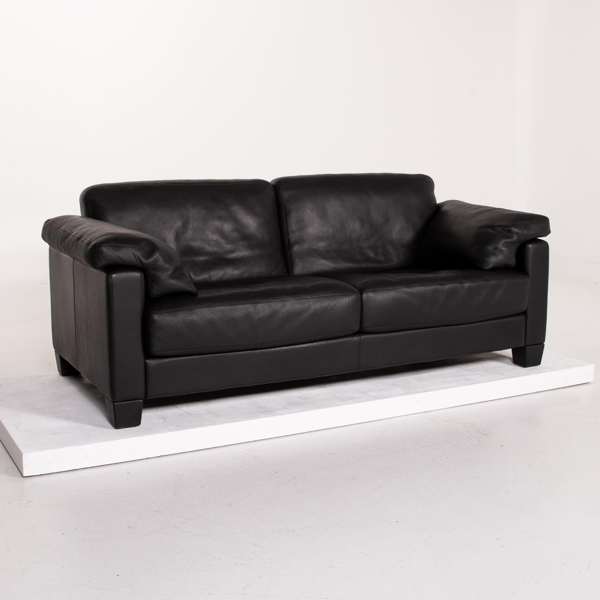 De Sede DS 17 Leather Sofa Black Two-Seat Couch For Sale 1