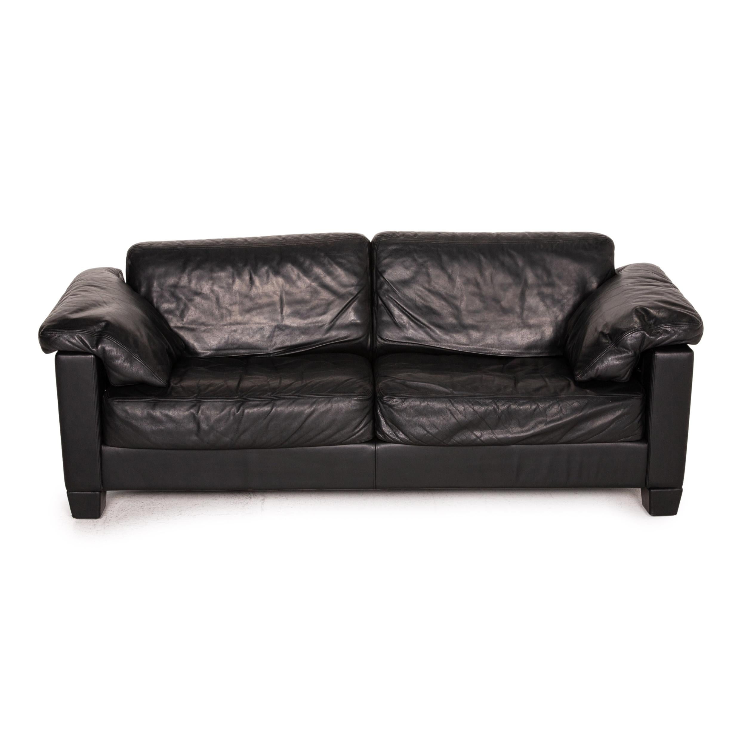 De Sede DS 17 Leather Sofa Black Two-Seater Couch 1