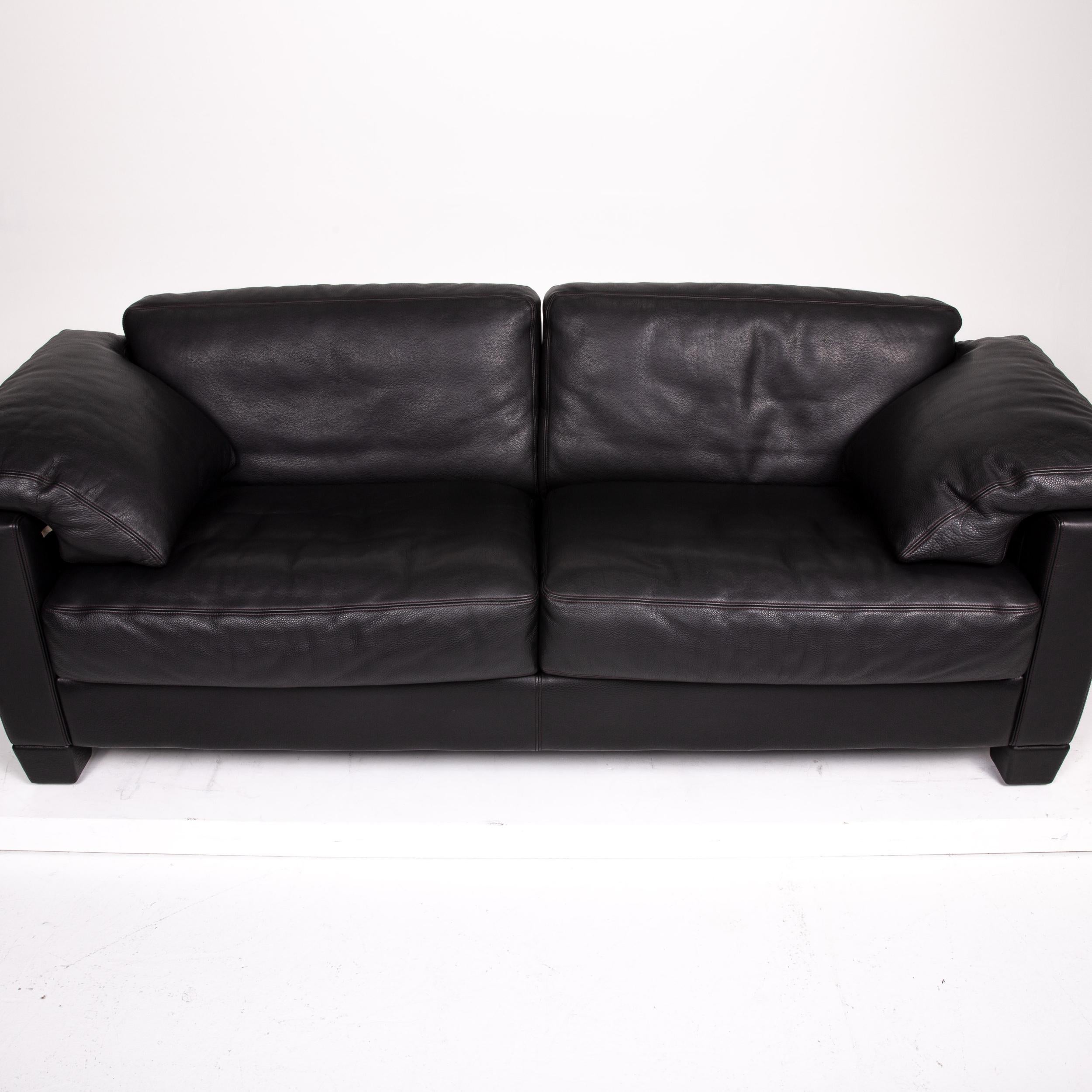 Contemporary De Sede DS 17 Leather Sofa Black Two-Seat Couch For Sale