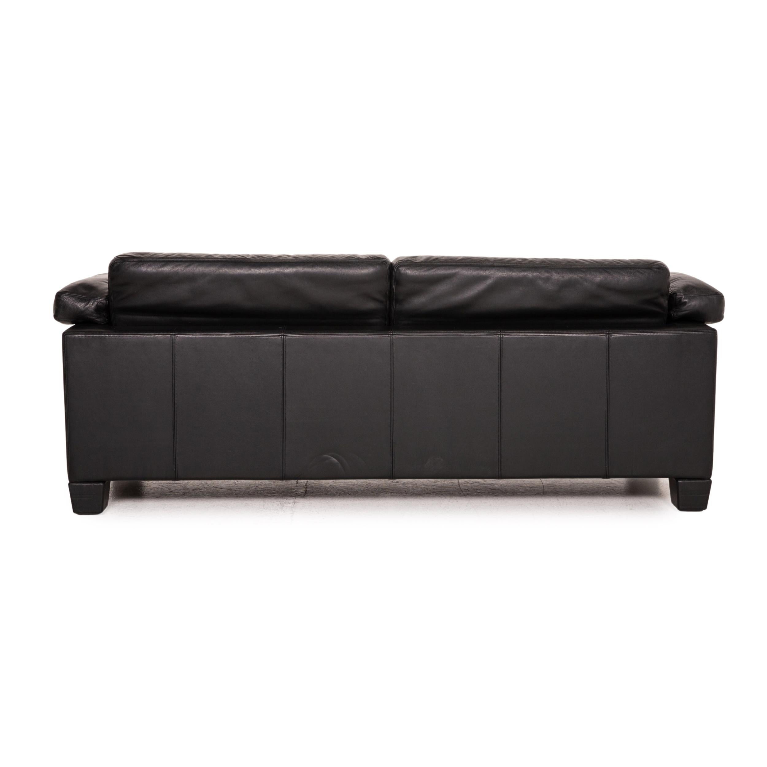 De Sede DS 17 Leather Sofa Black Two-Seater Couch 3
