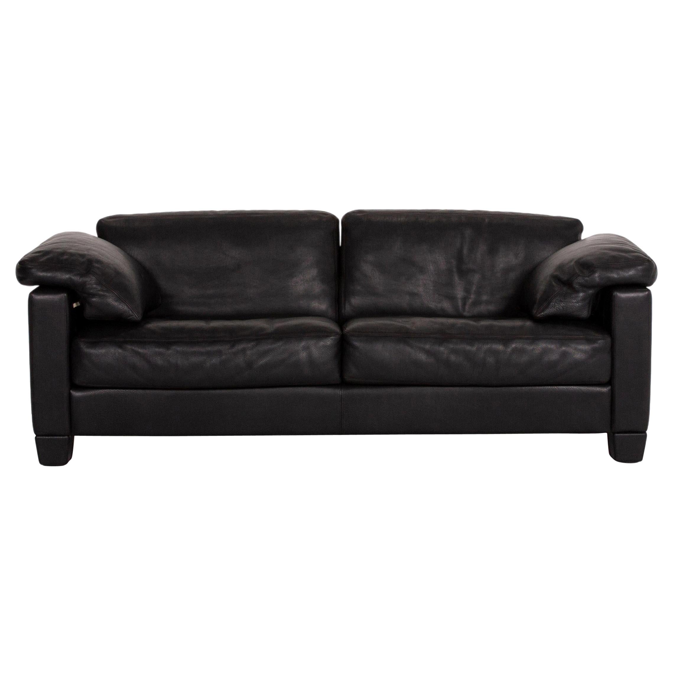 De Sede DS 17 Leather Sofa Black Two-Seat Couch For Sale