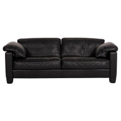 De Sede DS 17 Leather Sofa Black Two-Seat Couch