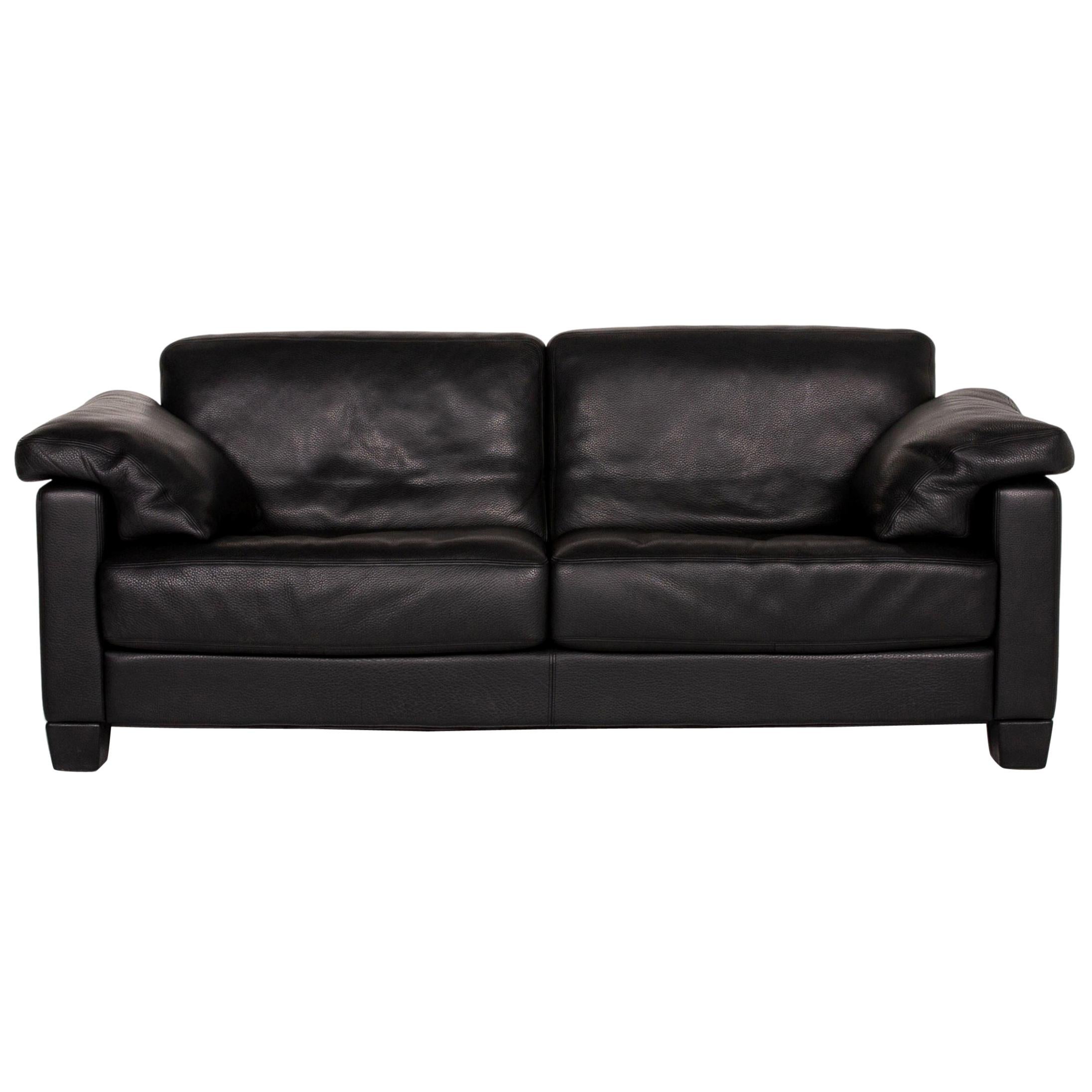 De Sede DS 17 Leather Sofa Black Two-Seat Couch For Sale