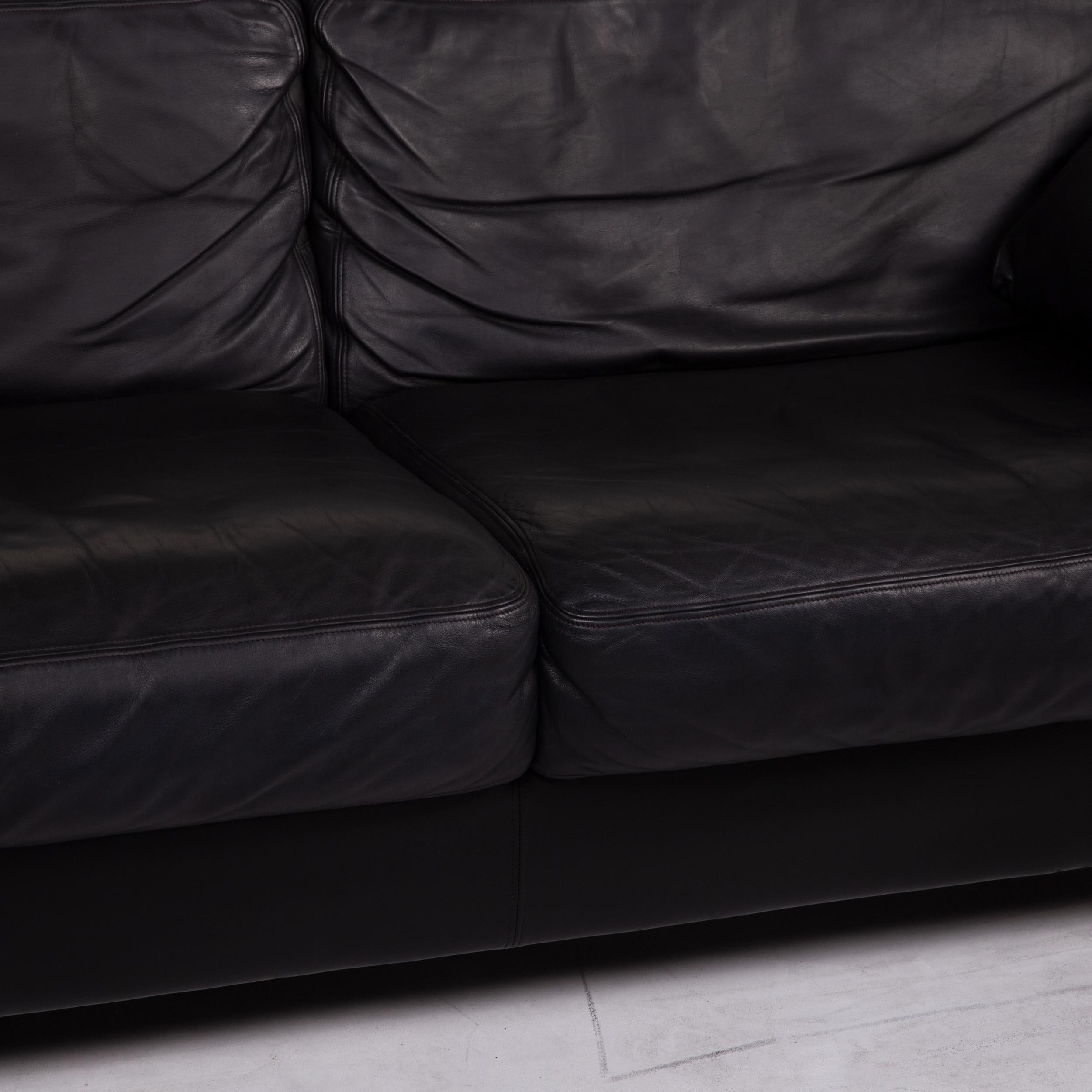 Modern De Sede Ds 17 Leather Sofa Black Two-Seat For Sale