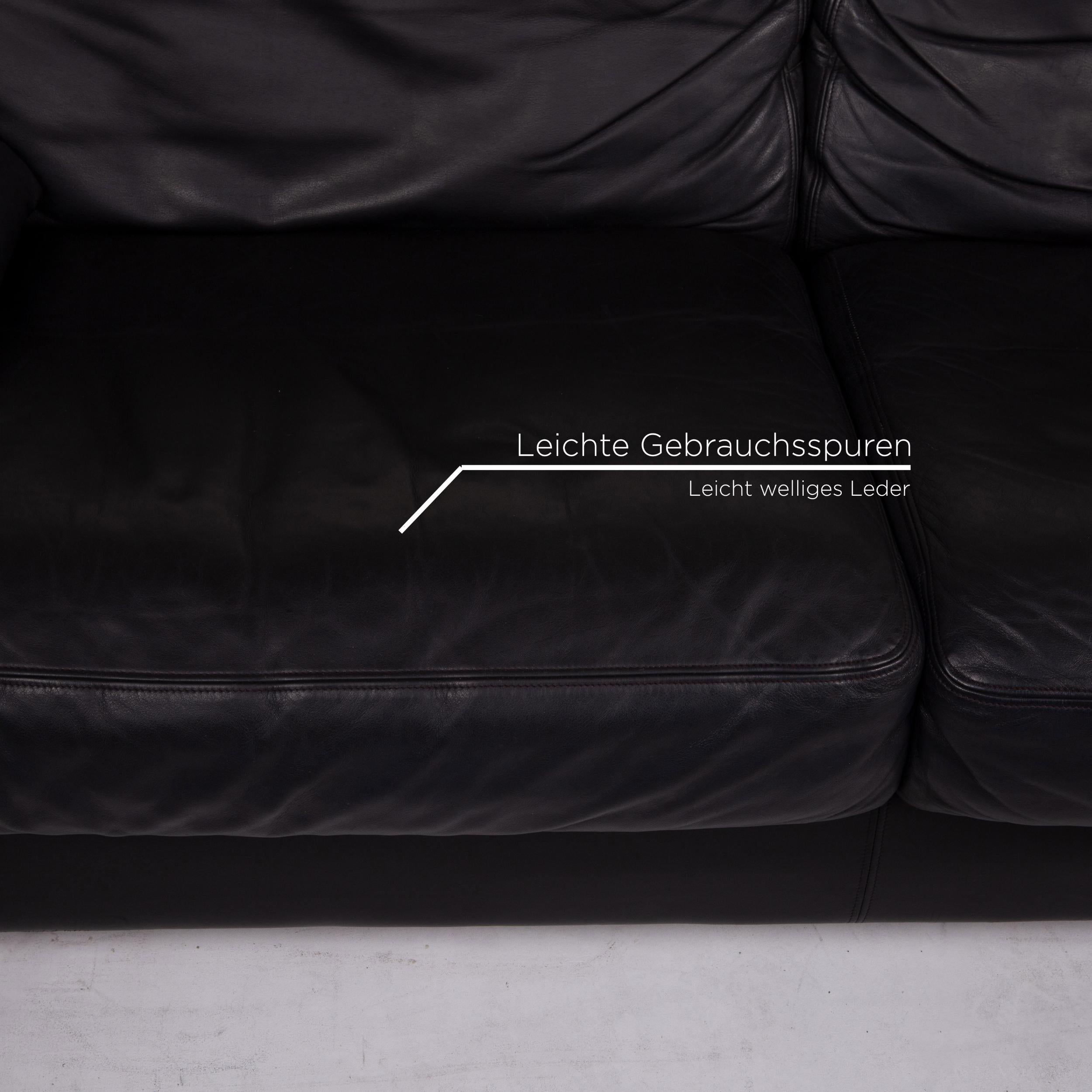 Swiss De Sede Ds 17 Leather Sofa Black Two-Seat For Sale