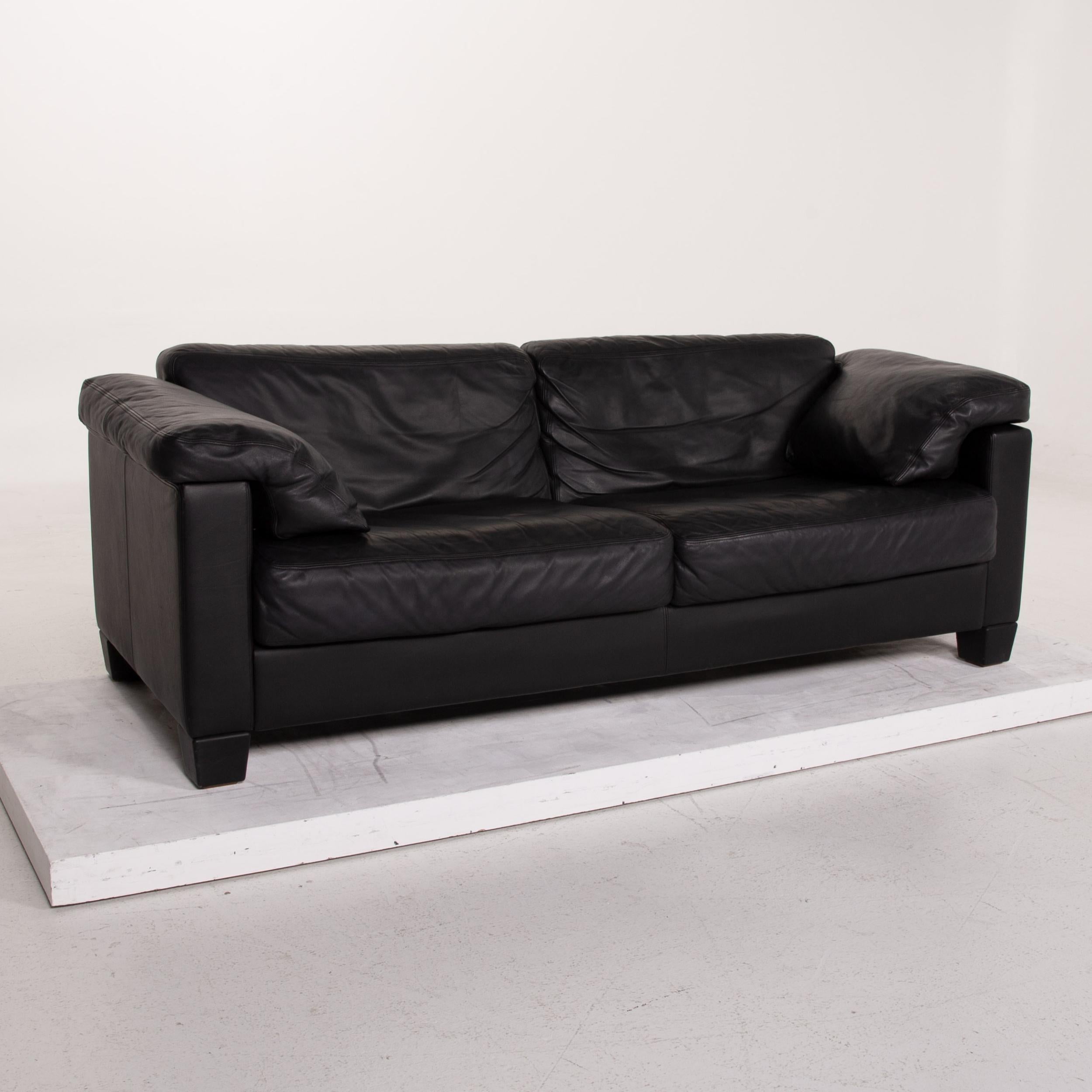 Contemporary De Sede Ds 17 Leather Sofa Black Two-Seat For Sale