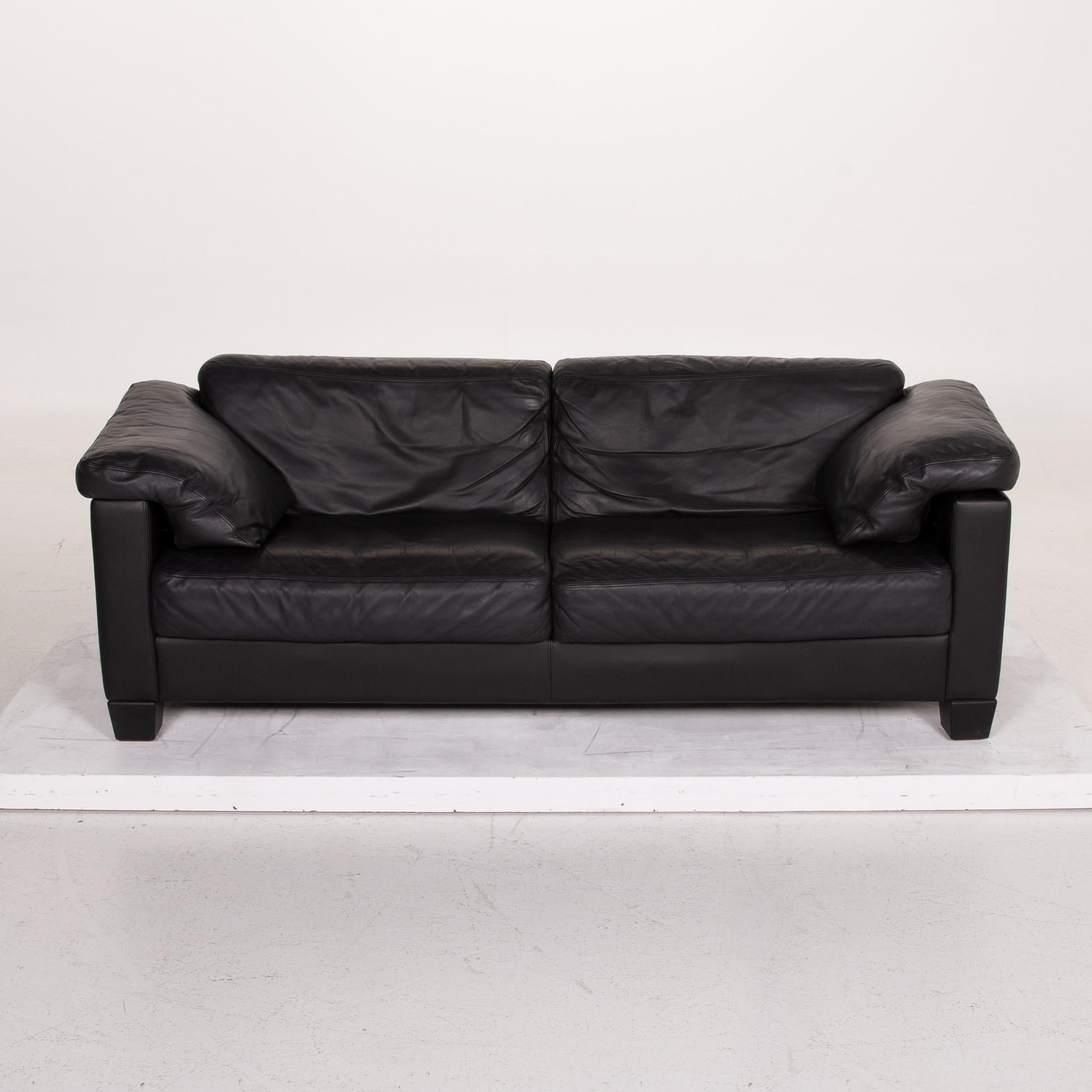 De Sede Ds 17 Leather Sofa Black Two-Seat For Sale 1