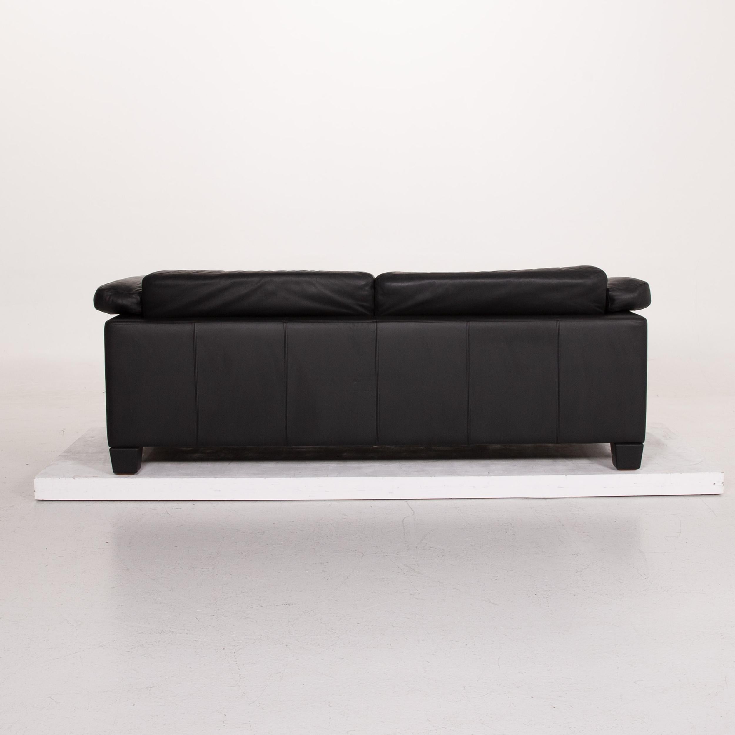 De Sede Ds 17 Leather Sofa Black Two-Seat For Sale 3