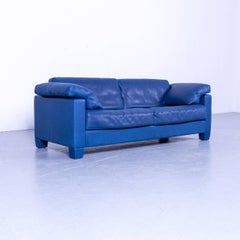 De Sede DS 17 Leather Sofa Blue Three-Seat Couch