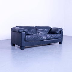 De Sede DS 17 Leather Sofa Blue Three-Seat Couch