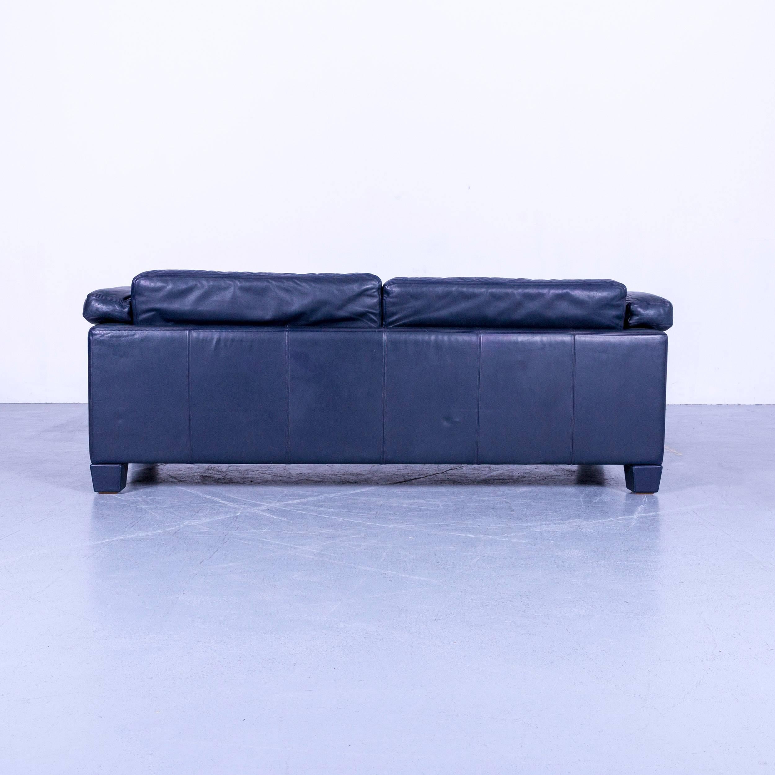 De Sede DS 17 Leather Sofa Blue Three-Seat Couch 4