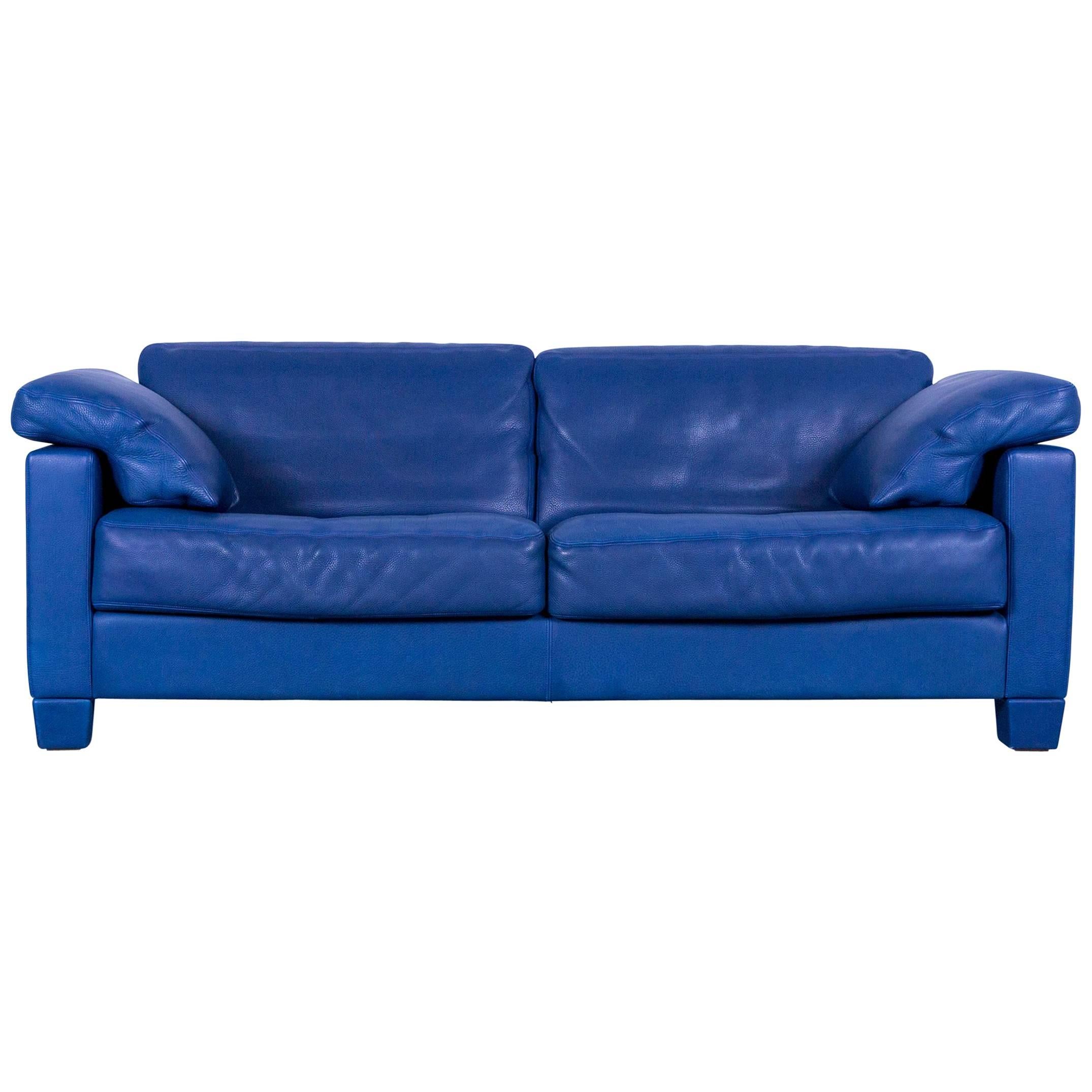 De Sede DS 17 Leather Sofa Blue Three-Seat Couch