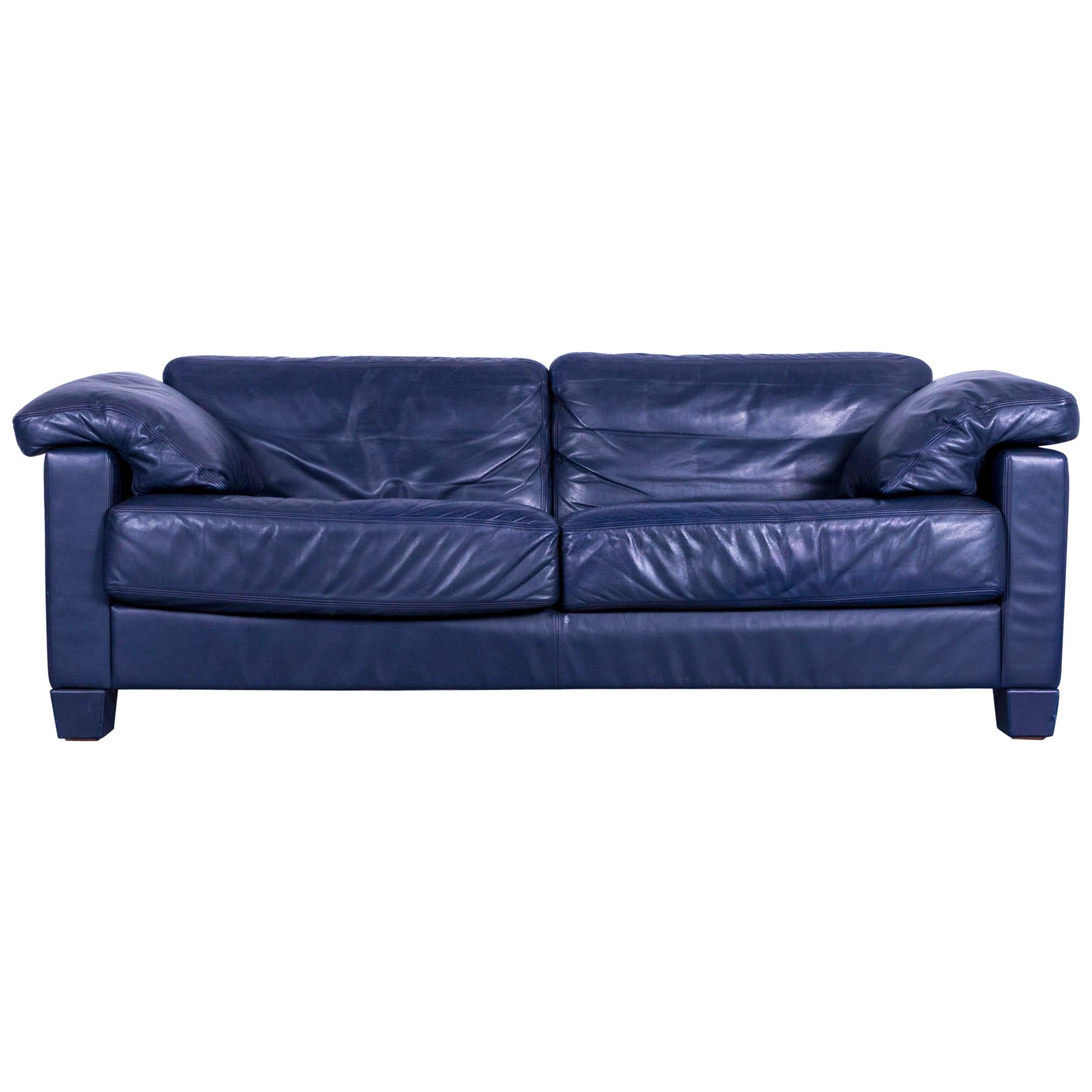 De Sede DS 17 Leather Sofa Blue Three-Seat Couch